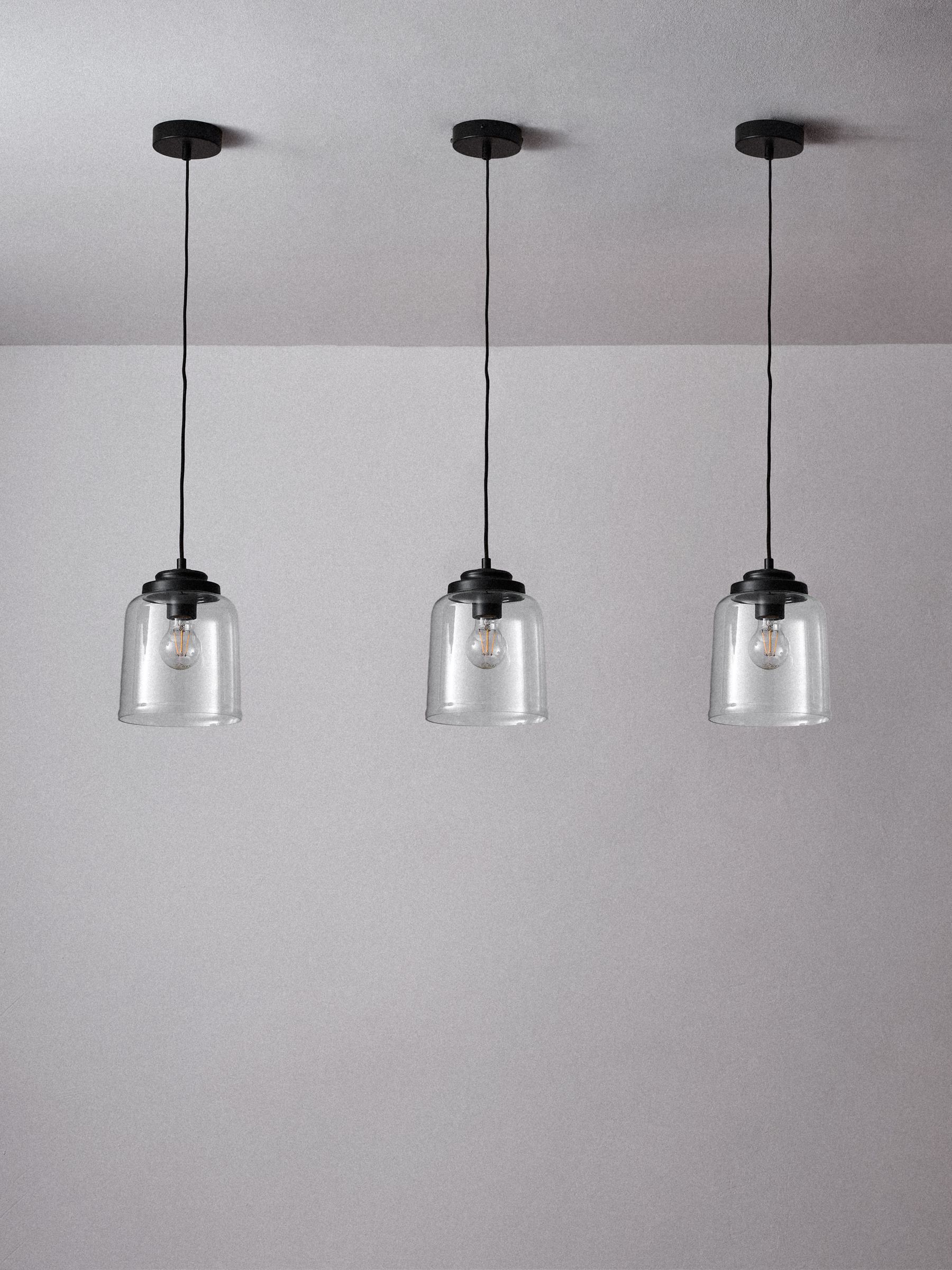 The Set 3 Pack Clear Glass Dome Pendant Ceiling Lights - Image 4 of 7
