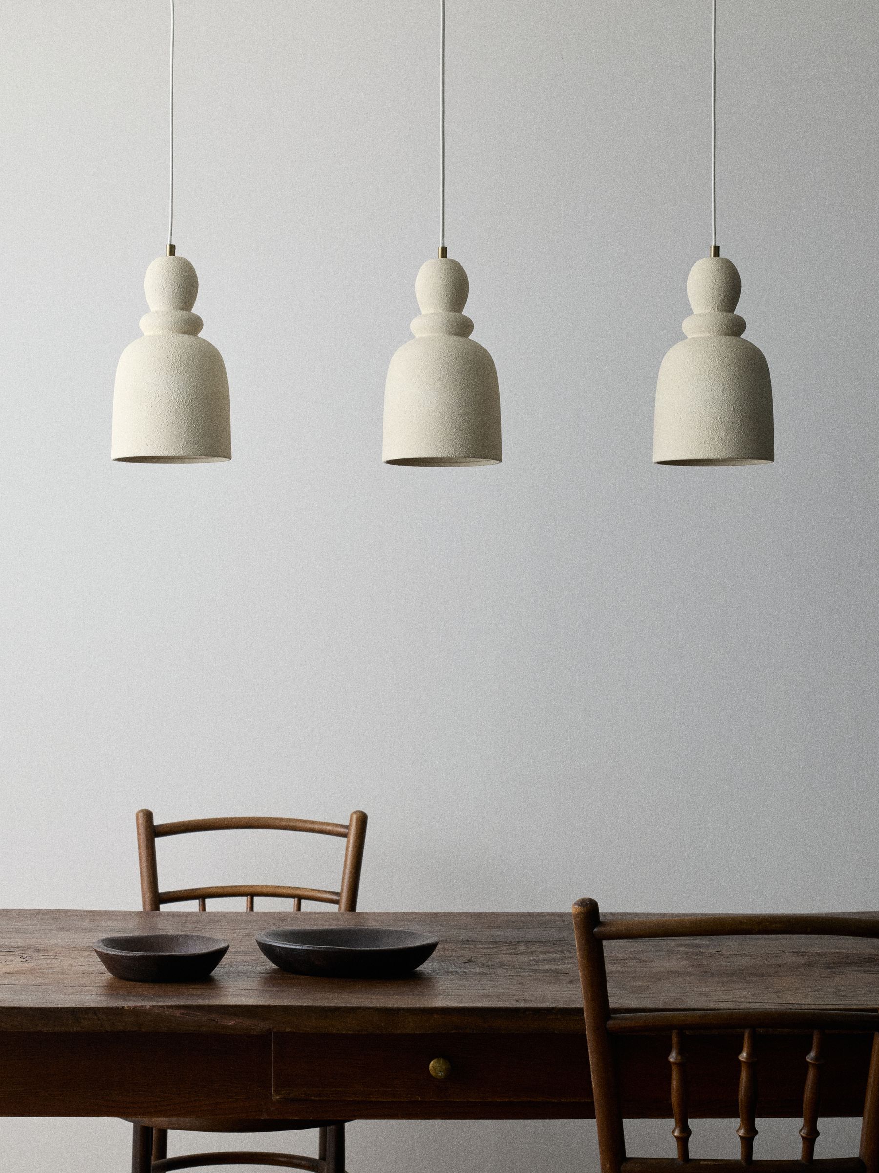 The Set 3 Pack Cream Textured Ceramic Pendant Ceiling Lights - Image 1 of 2 The Set 3 Pack Cream Textured Ceramic Pendant Ceiling Lights - Image 1 of 2