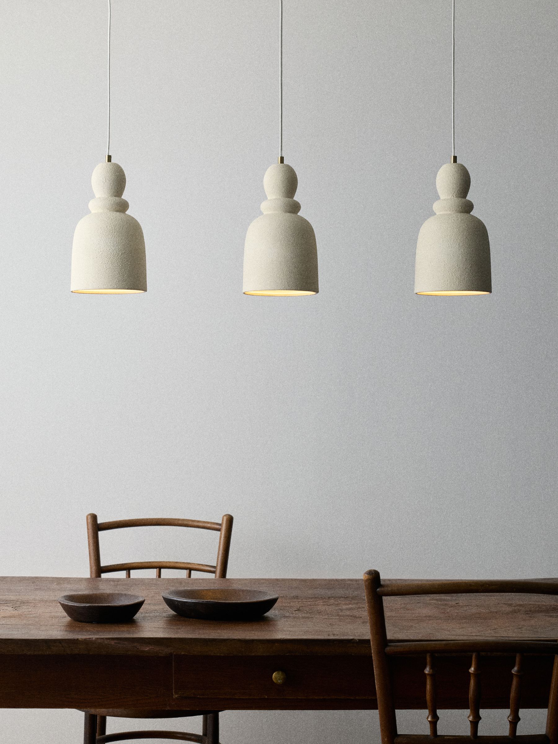 The Set 3 Pack Cream Textured Ceramic Pendant Ceiling Lights - Image 2 of 2 The Set 3 Pack Cream Textured Ceramic Pendant Ceiling Lights - Image 2 of 2