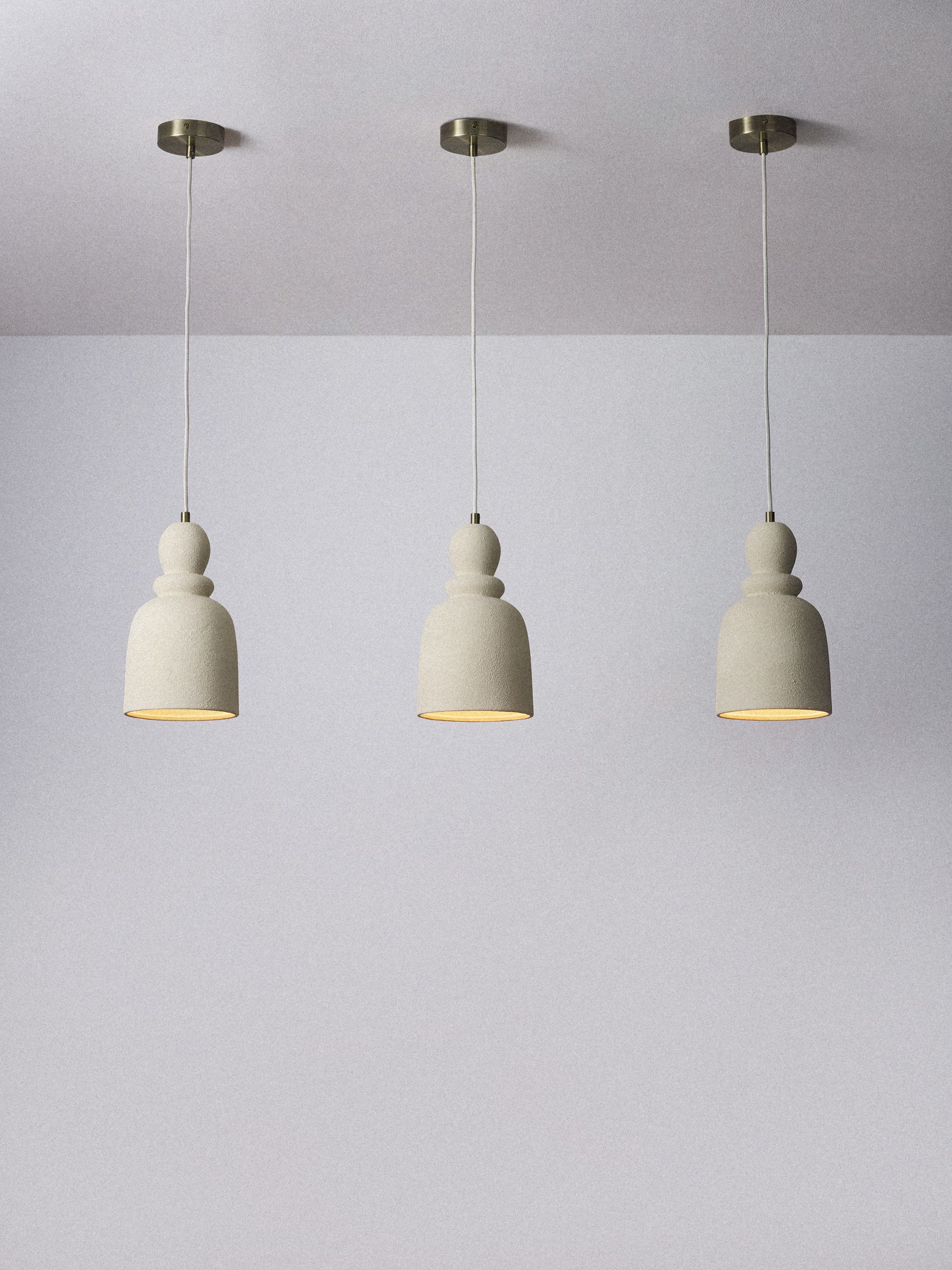 The Set 3 Pack Cream Textured Ceramic Pendant Ceiling Lights - Image 3 of 6