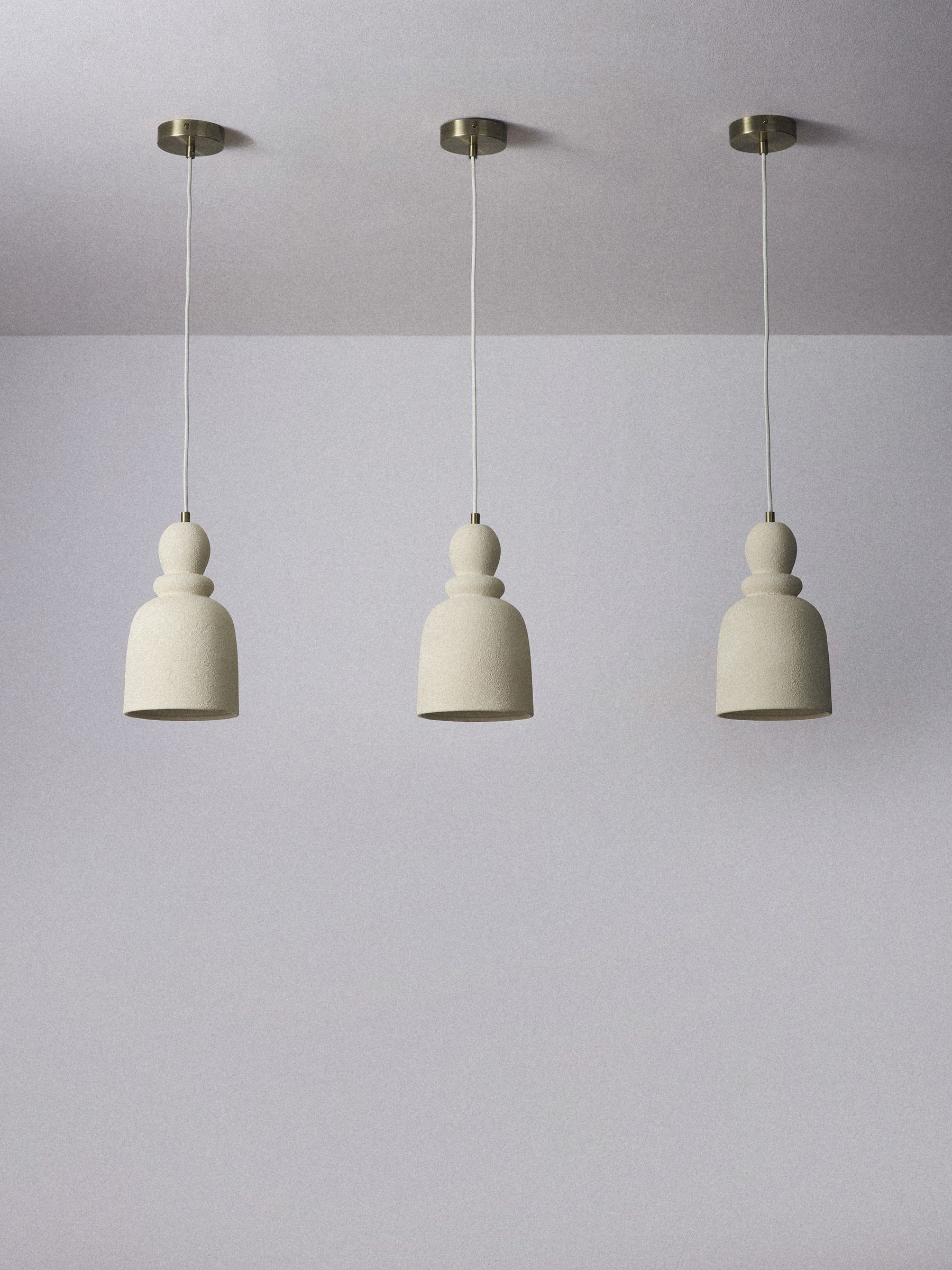 The Set 3 Pack Cream Textured Ceramic Pendant Ceiling Lights - Image 4 of 6