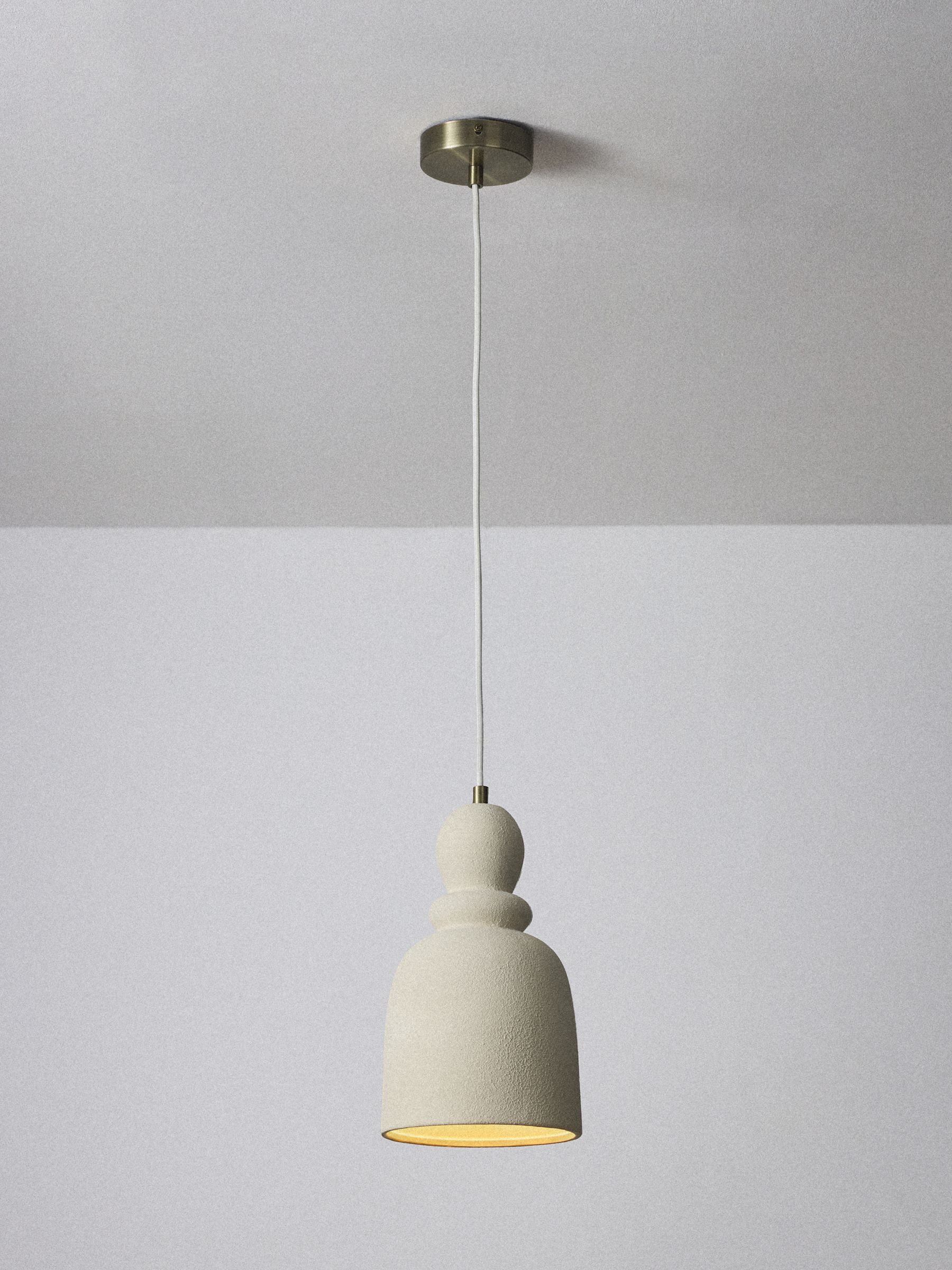 The Set 3 Pack Cream Textured Ceramic Pendant Ceiling Lights - Image 5 of 6