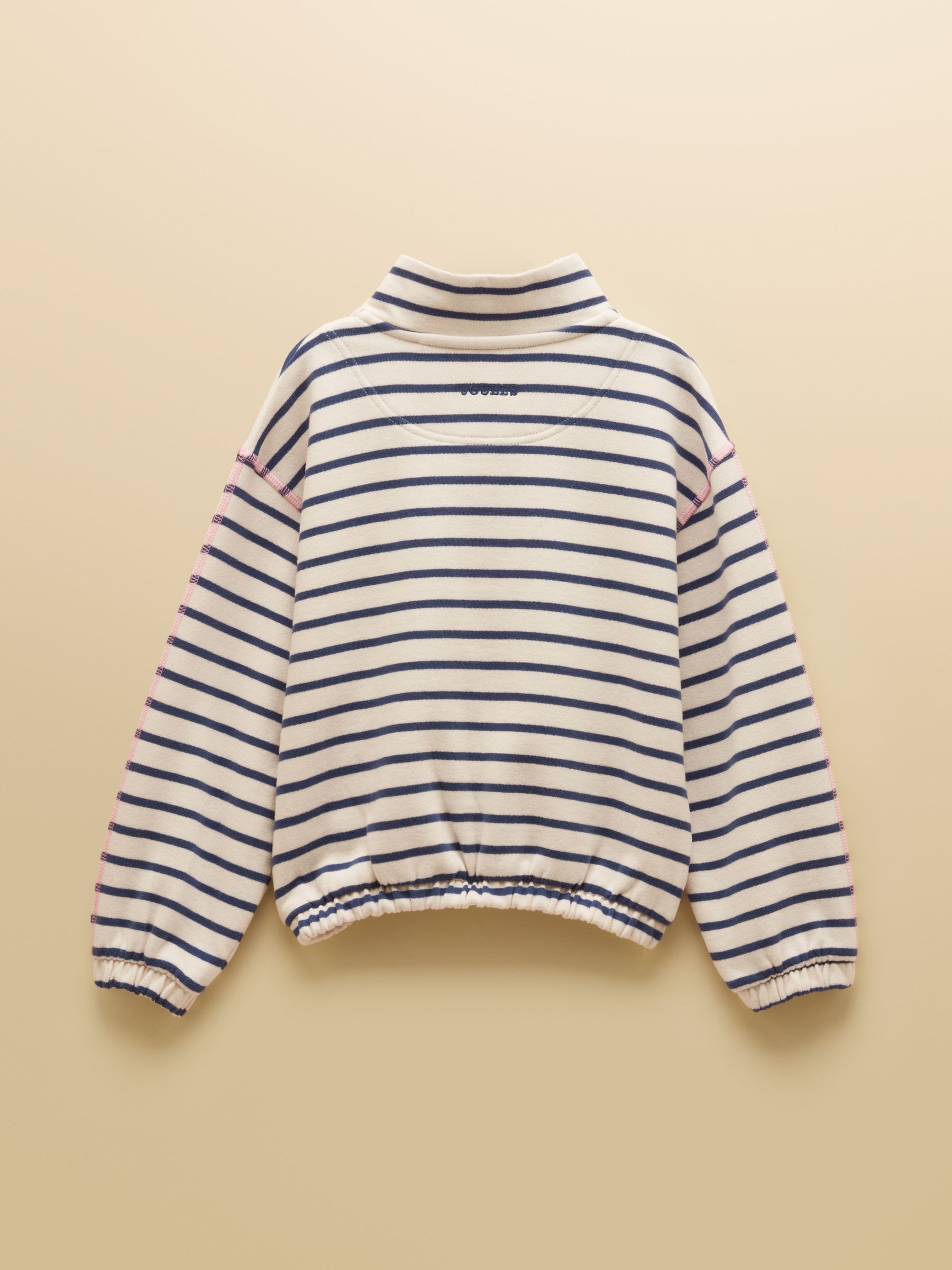 Girls' Kennedy Navy & Cream Cropped Quarter Zip Sweatshirt - Image 2 of 5
