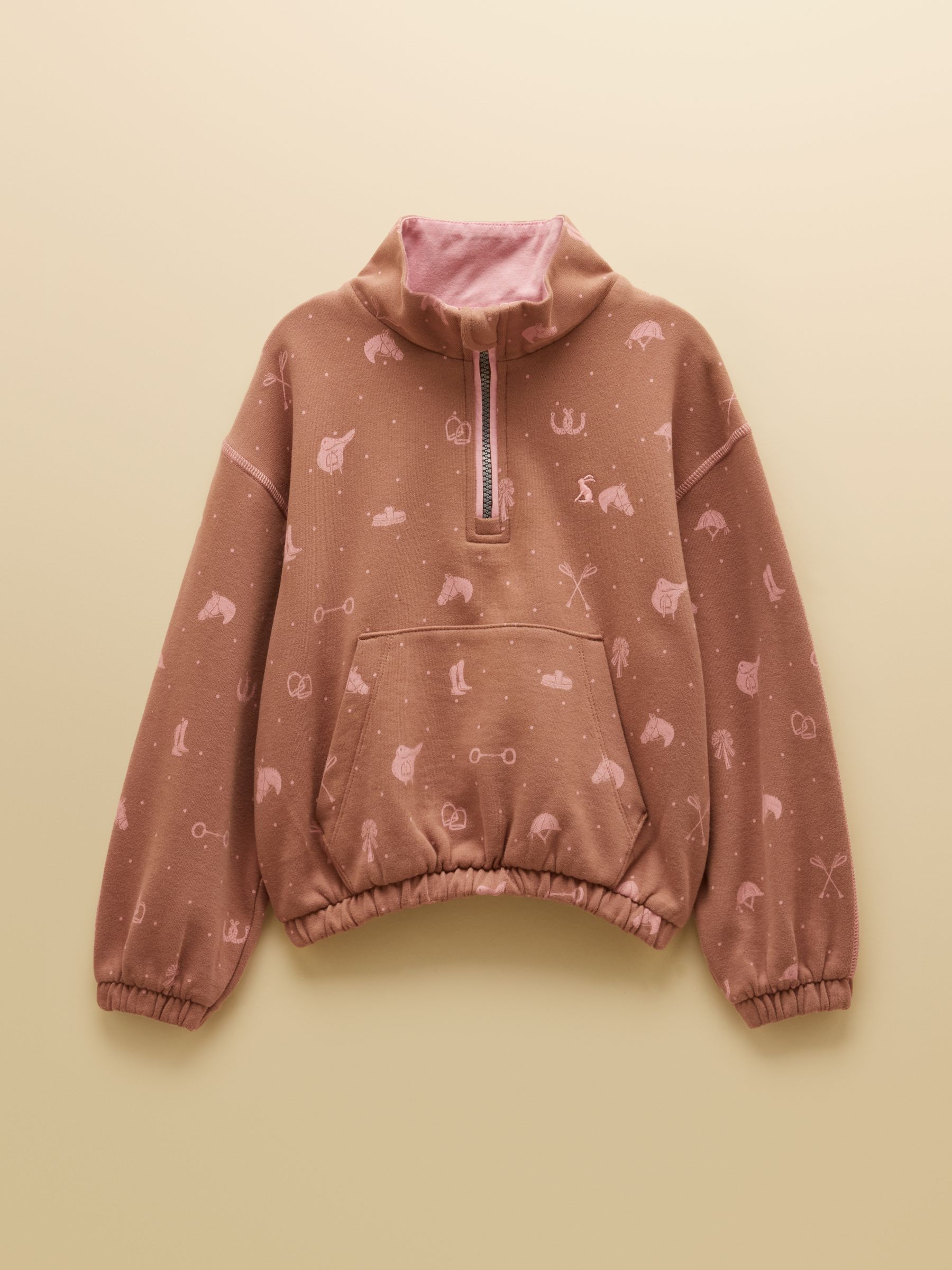 Girls' Kennedy Chocolate Brown Cropped Quarter Zip Sweatshirt - Image 2 of 6 Girls' Kennedy Chocolate Brown Cropped Quarter Zip Sweatshirt - Image 2 of 6