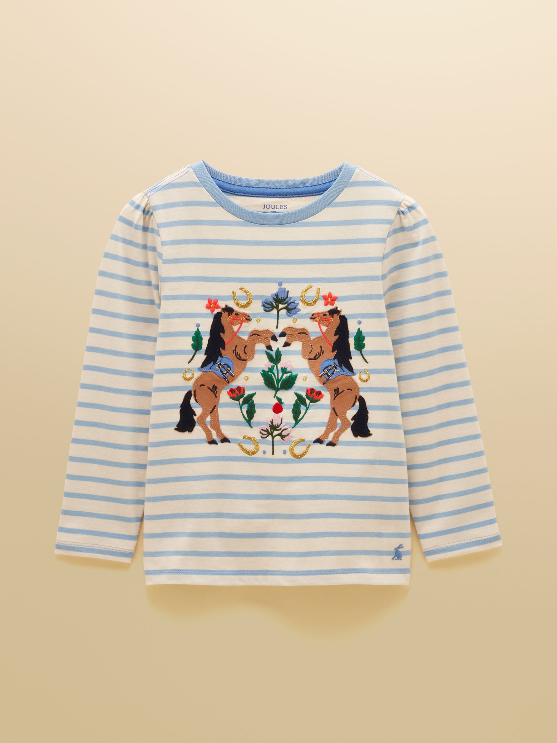Girls' Ava Blue Stripe Applique Long Sleeve Top - Image 1 of 5