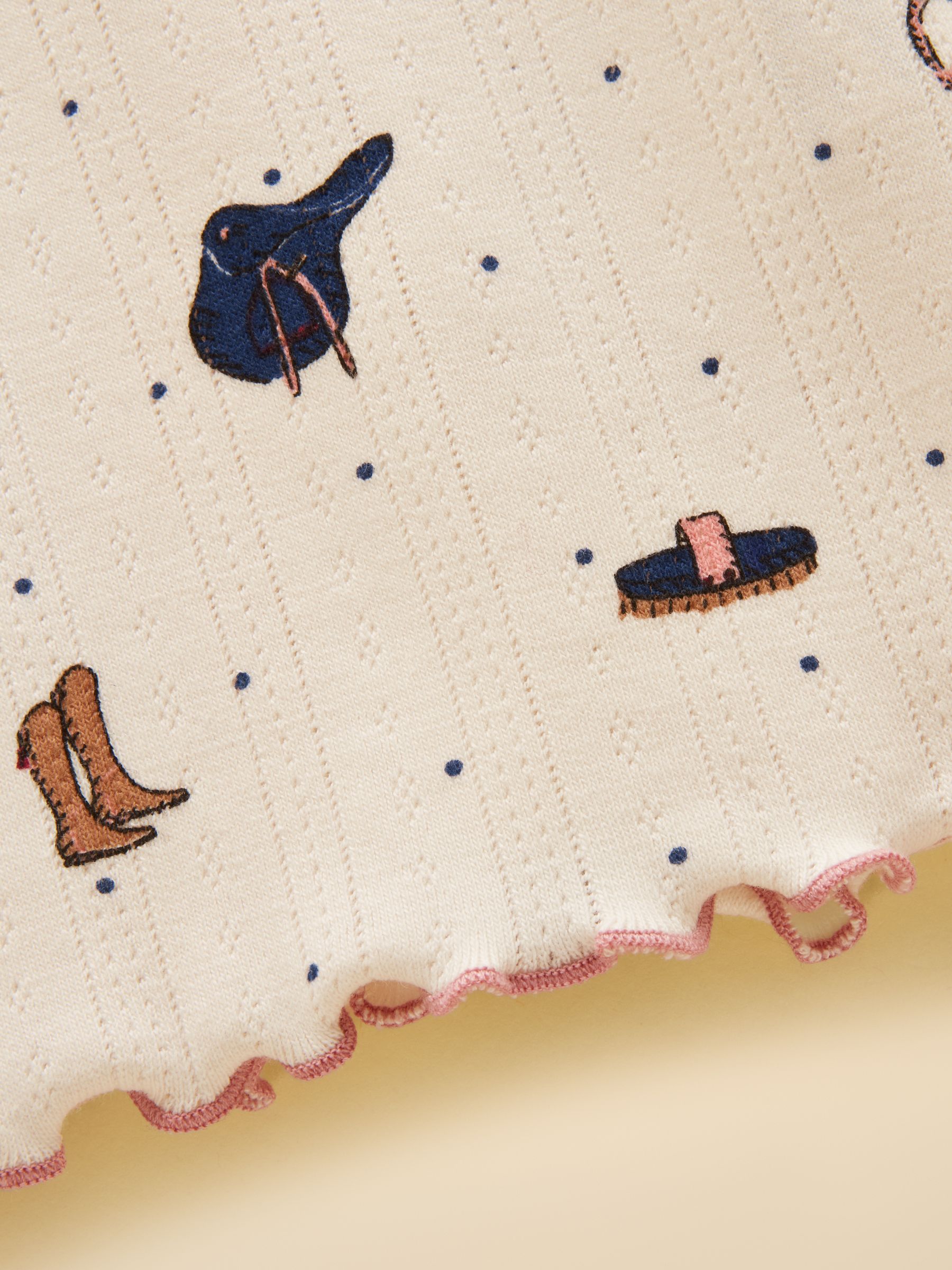 Girls' Odelia Cream Horse Long Sleeve Pointelle Top - Image 4 of 4 Girls' Odelia Cream Horse Long Sleeve Pointelle Top - Image 4 of 4