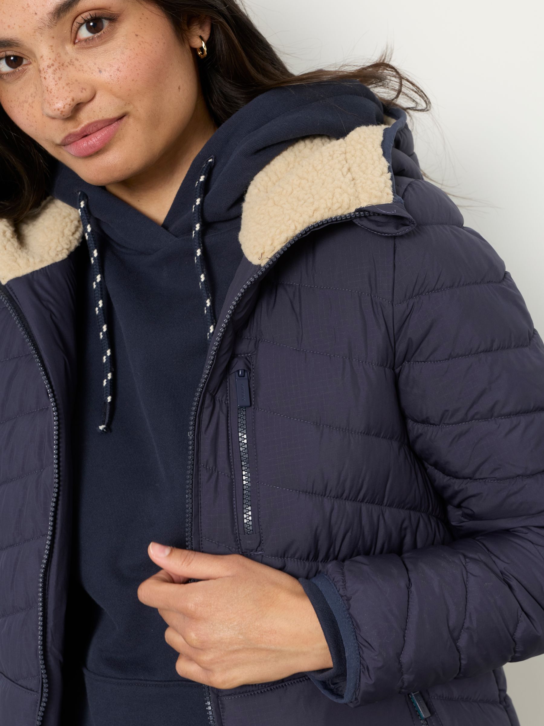 Erica Navy Colour Block Puffer Jacket - Image 3 of 5