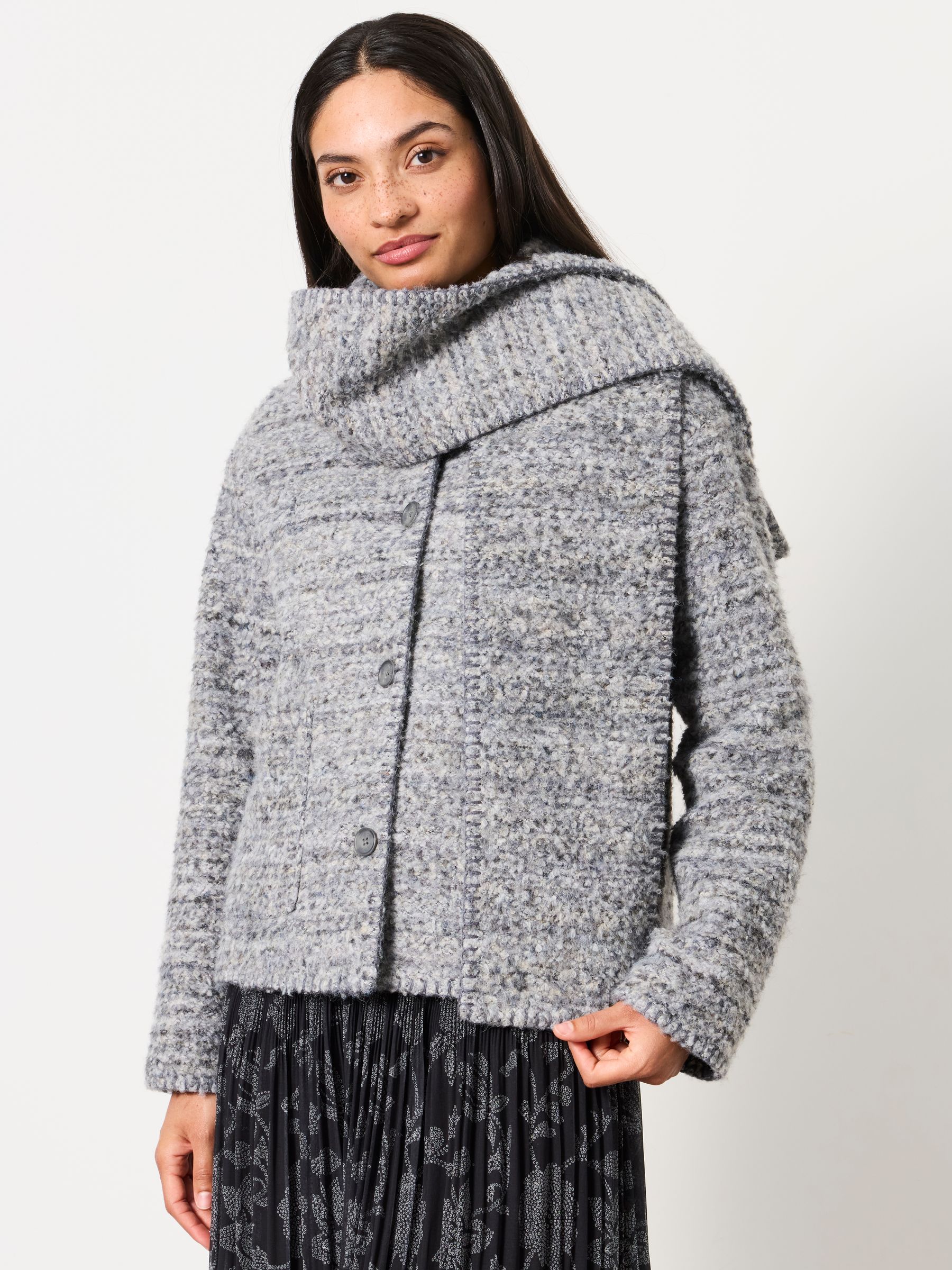 Faye Grey Boucle Short Jacket - Image 1 of 9