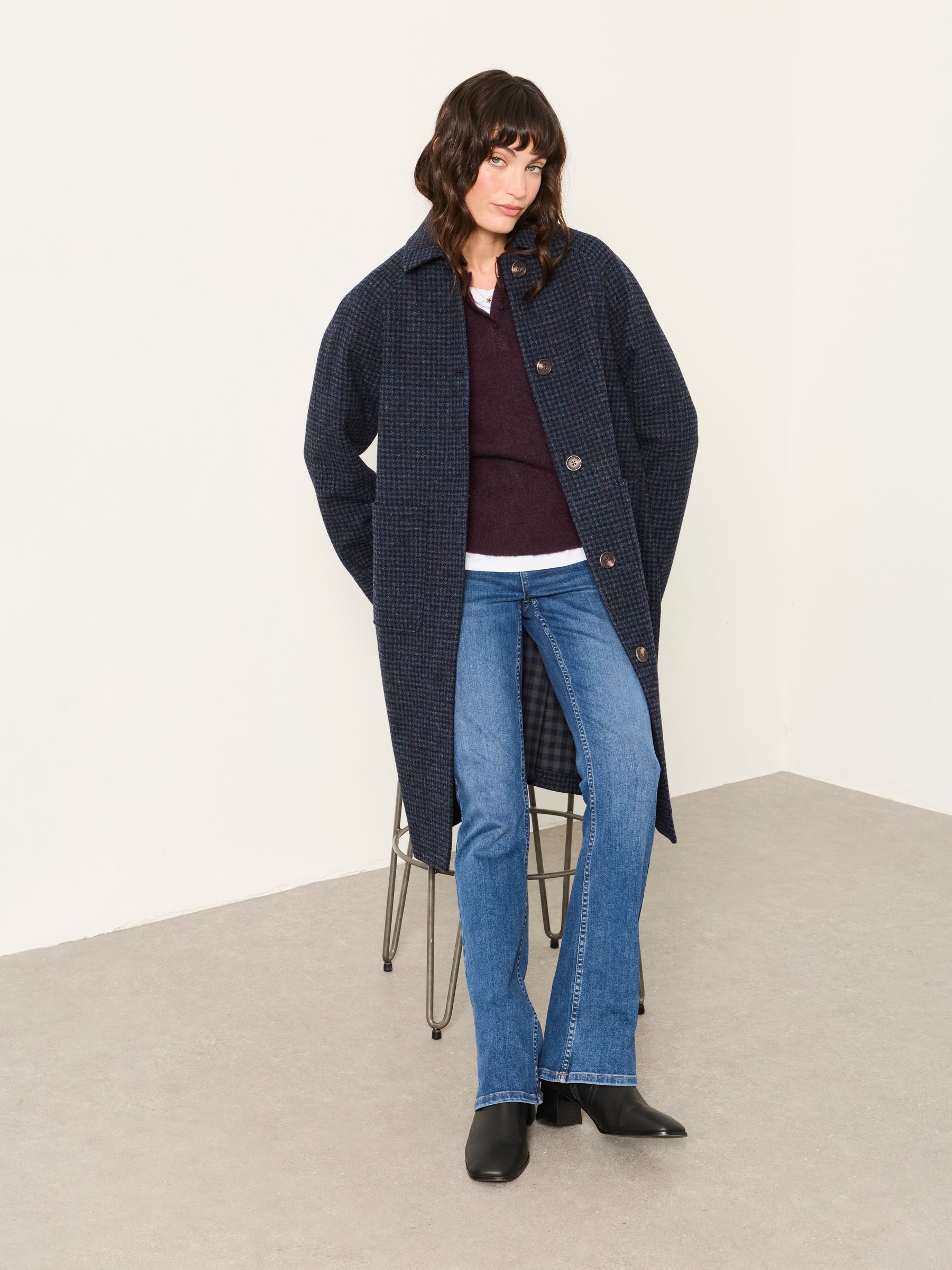 Moons Navy Long Wool Coat - Image 3 of 5