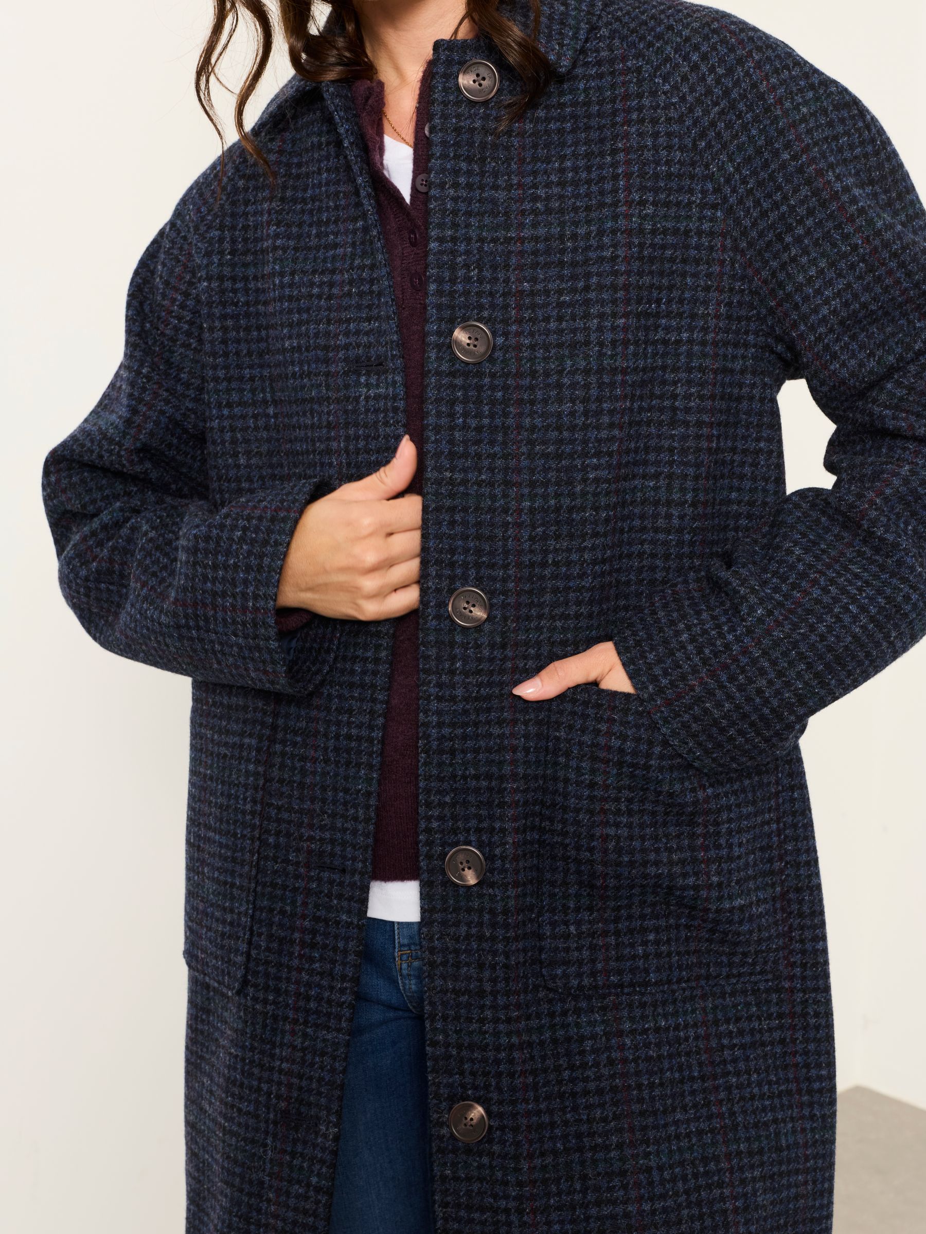 Moons Navy Long Wool Coat - Image 4 of 5
