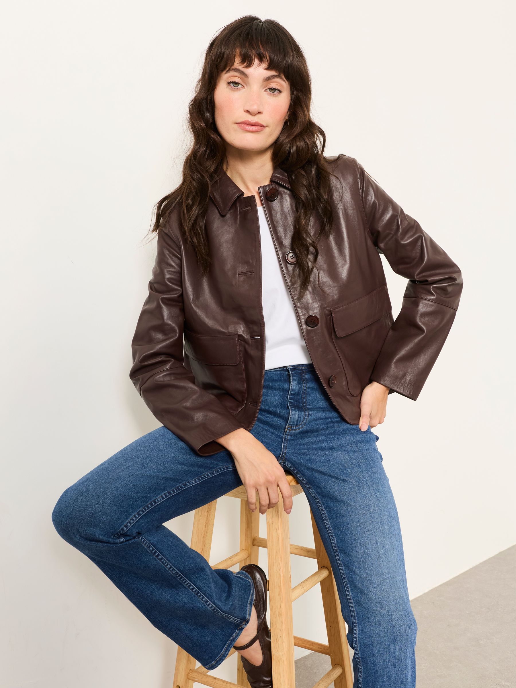 Eliza Plum Purple Petite Leather Jacket - Image 5 of 6