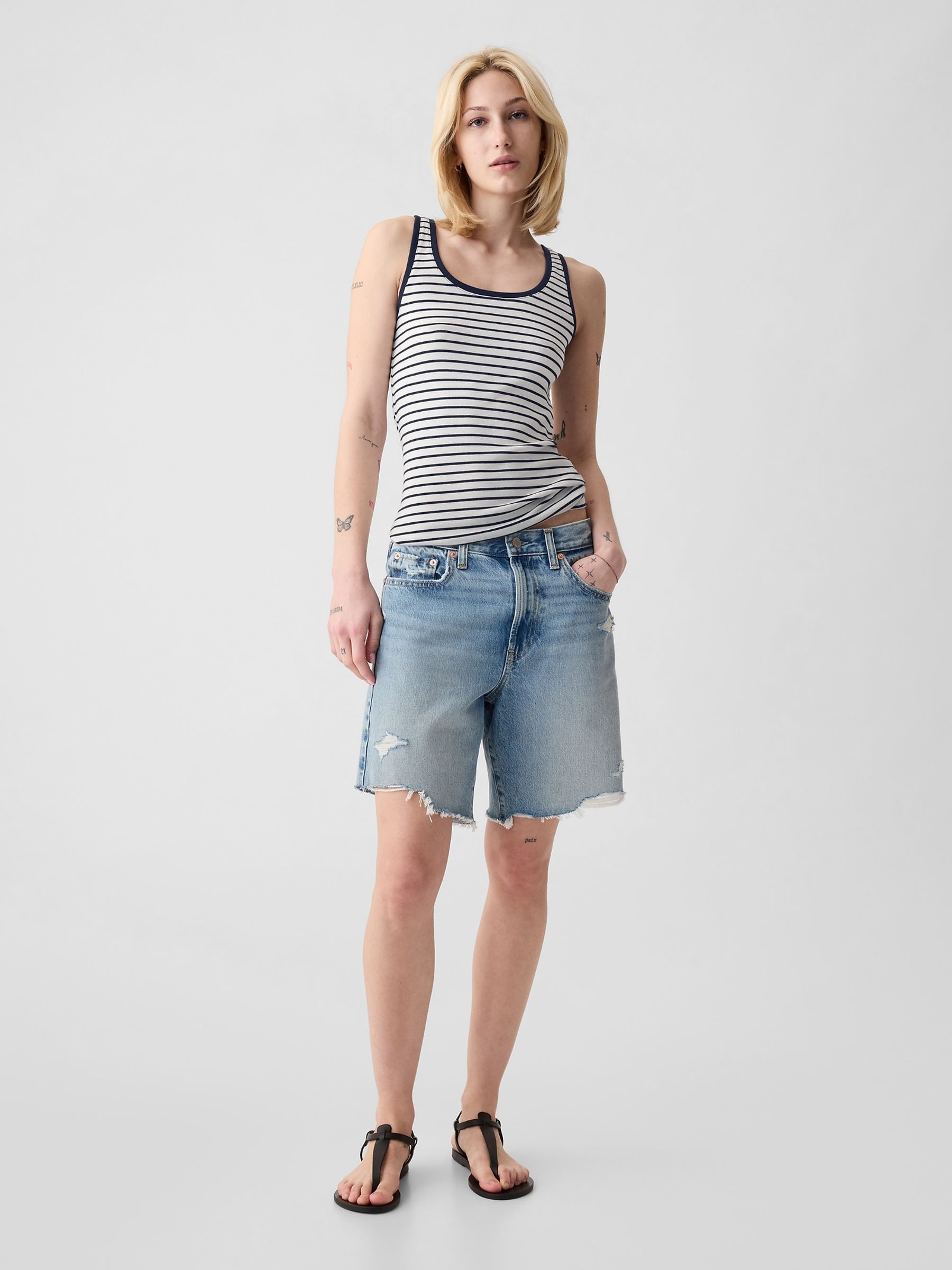 Navy/White Stripe Modern Tank Top - Image 3 of 4