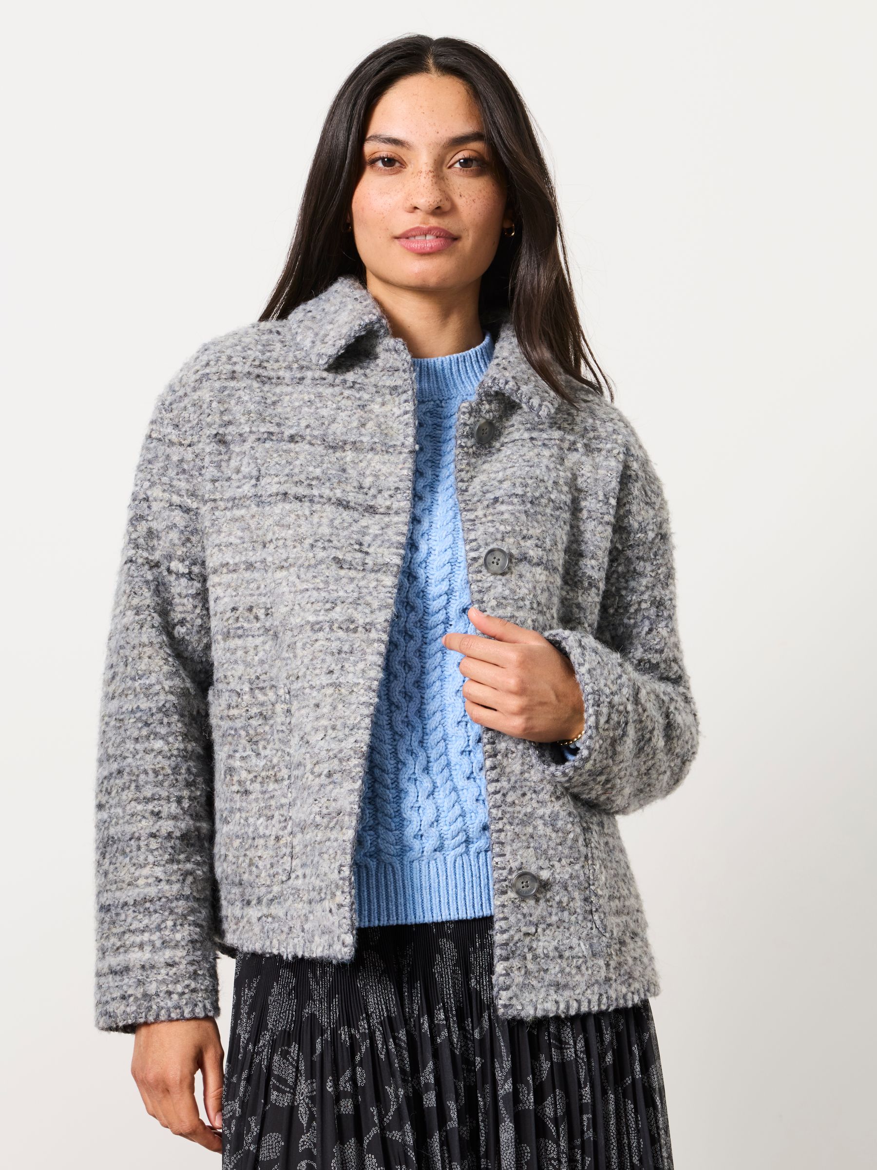 FAYE Grey Boucle Short Jacket - Image 3 of 9