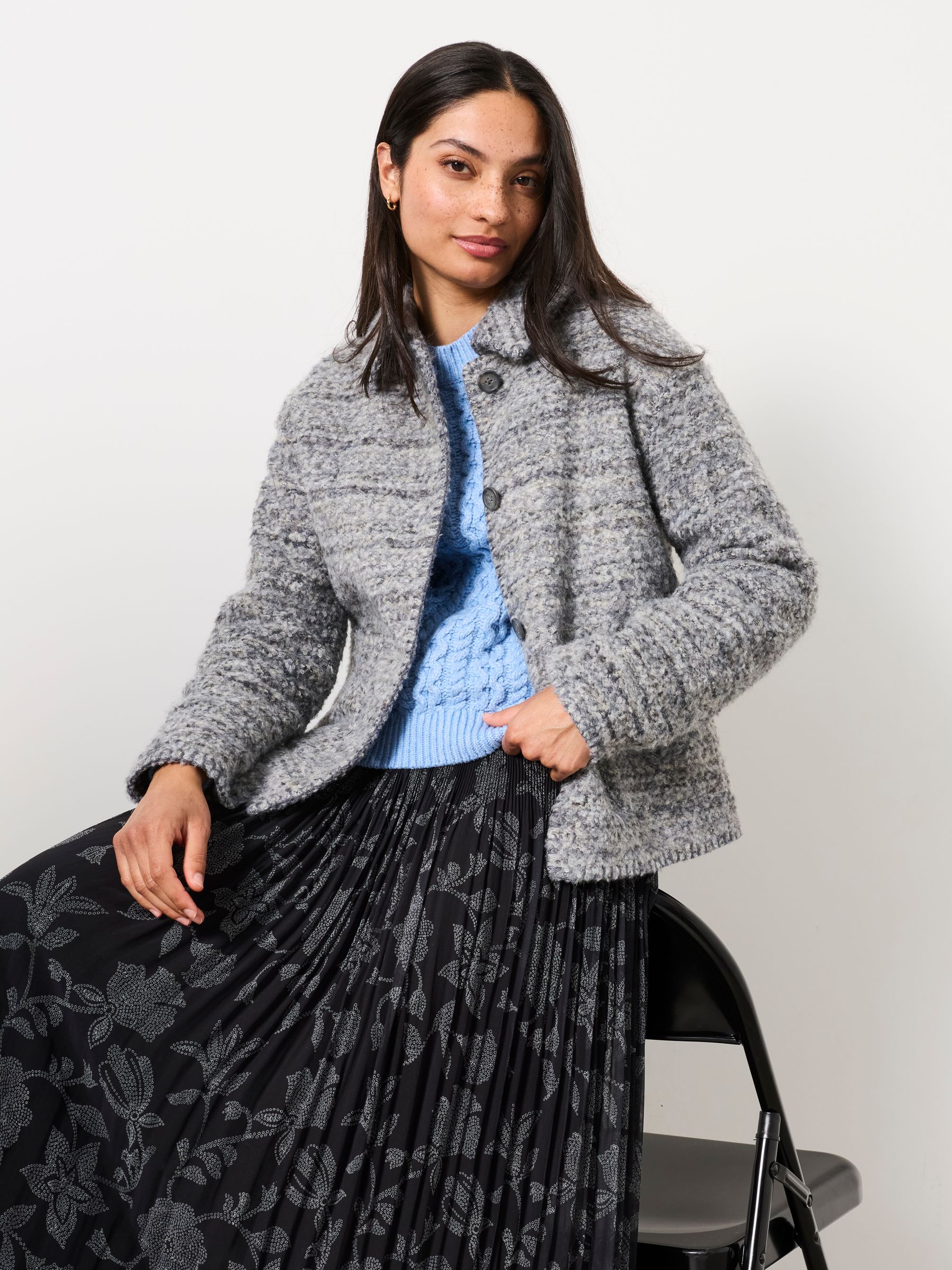 FAYE Grey Boucle Short Jacket - Image 5 of 9