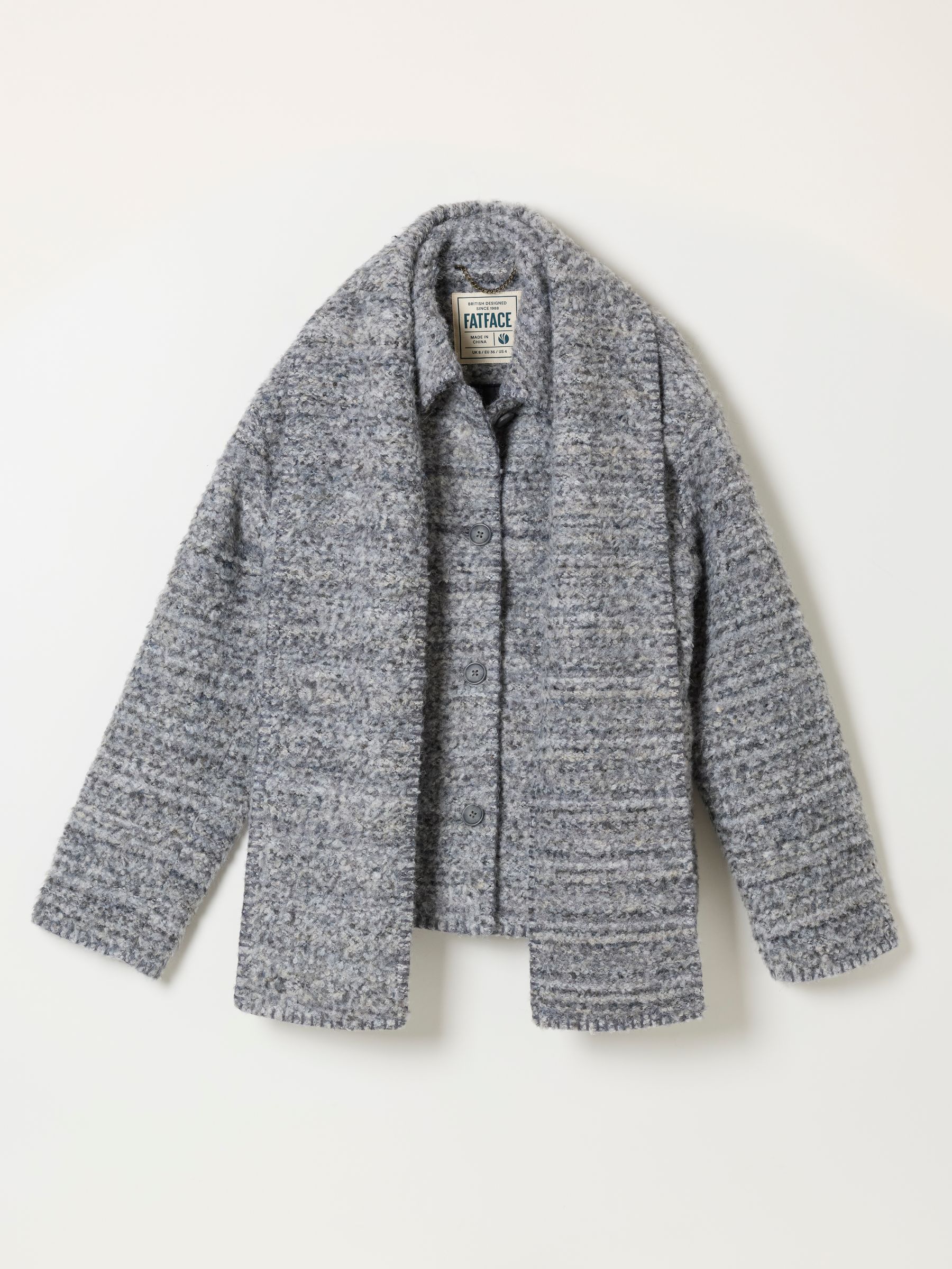 FAYE Grey Boucle Short Jacket - Image 6 of 9