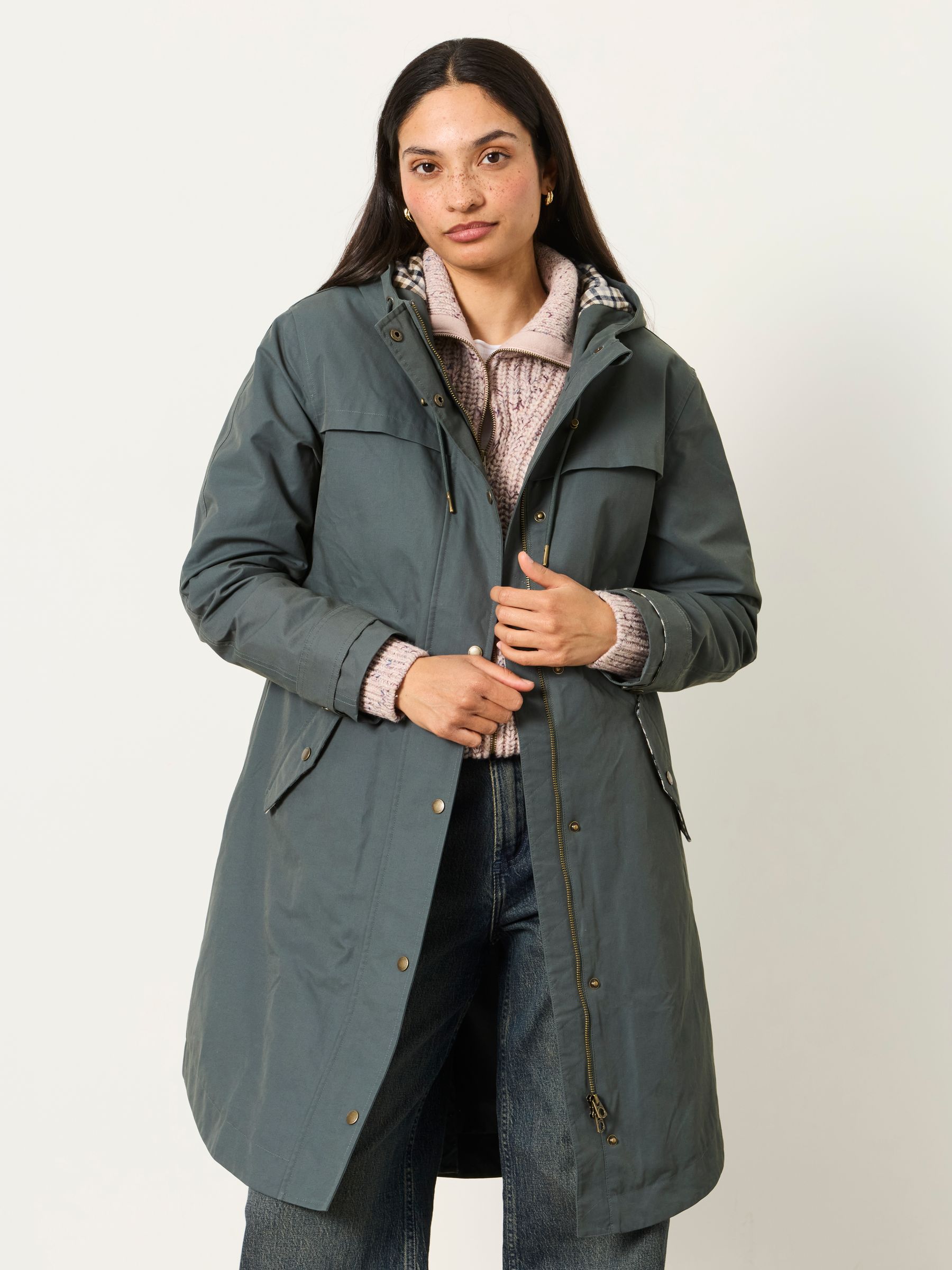 Inverness Teal Blue Petite Raincoat - Image 1 of 6