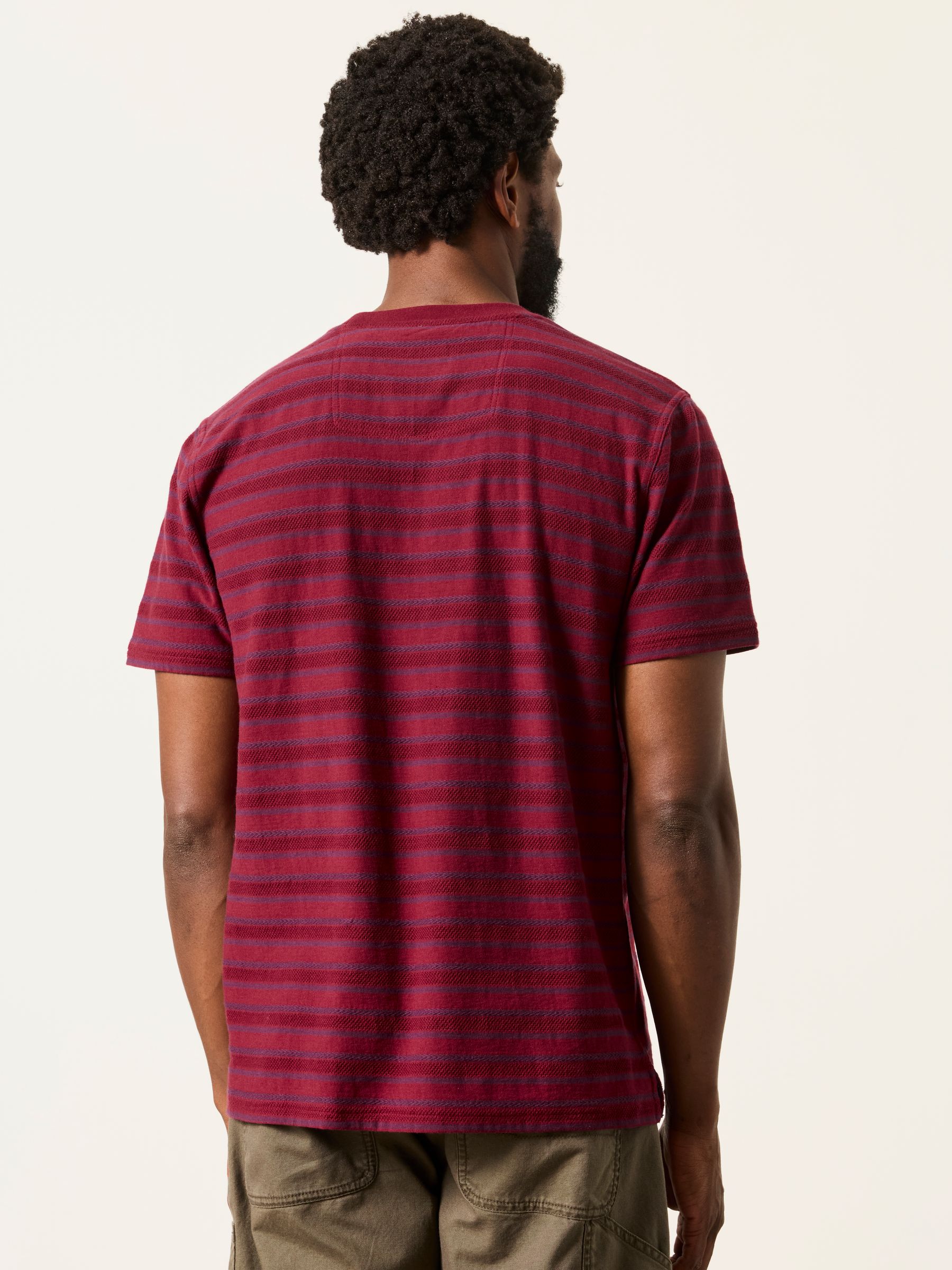 Cherry Red Short Sleeve Textured Stripe T-Shirt - Image 2 of 6