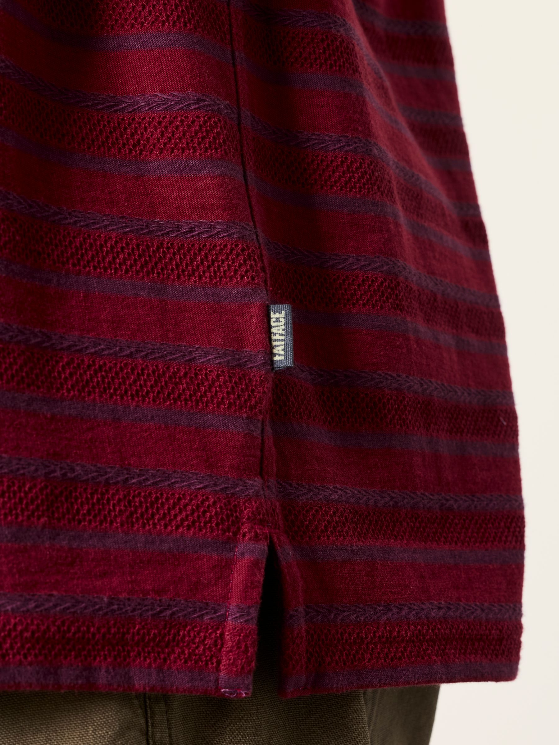 Cherry Red Short Sleeve Textured Stripe T-Shirt - Image 3 of 6