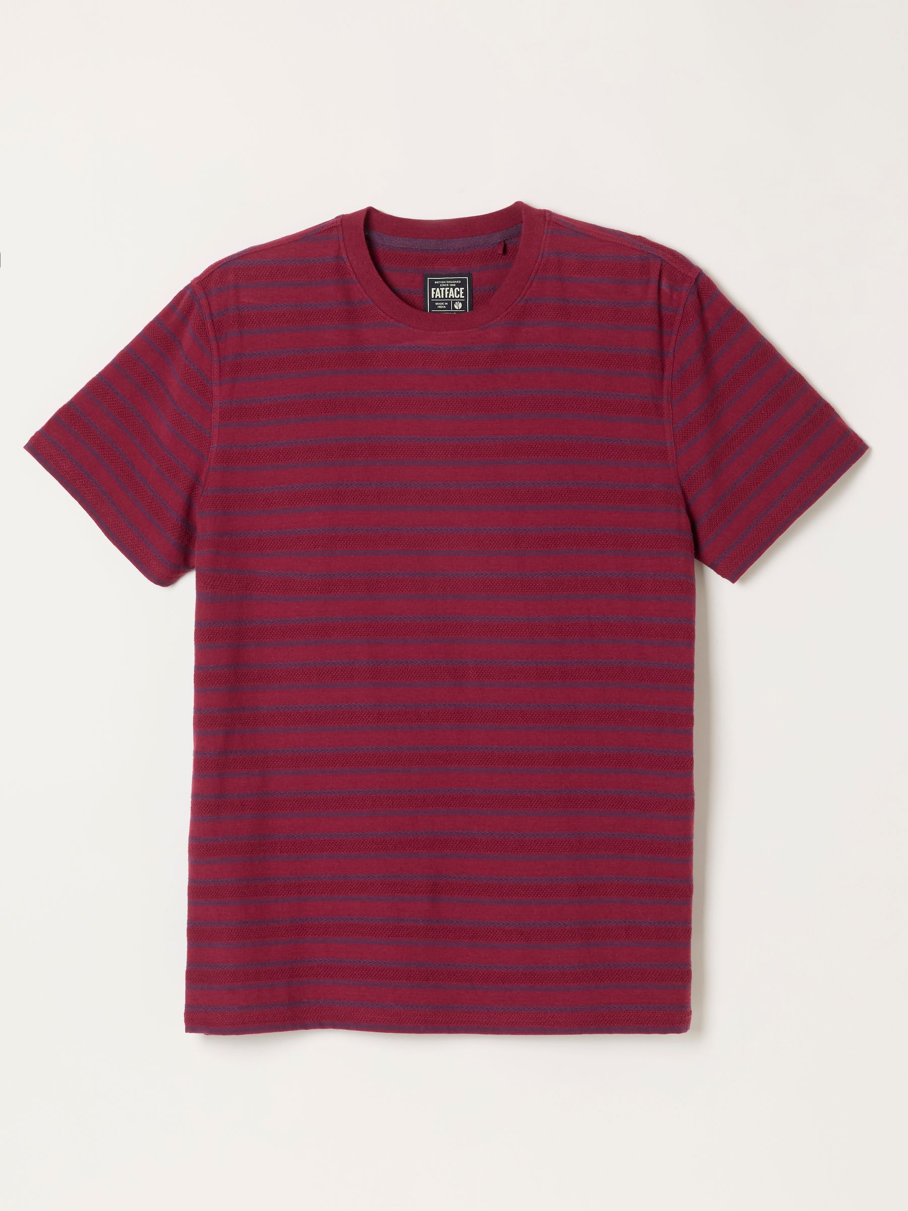 Cherry Red Short Sleeve Textured Stripe T-Shirt - Image 6 of 6