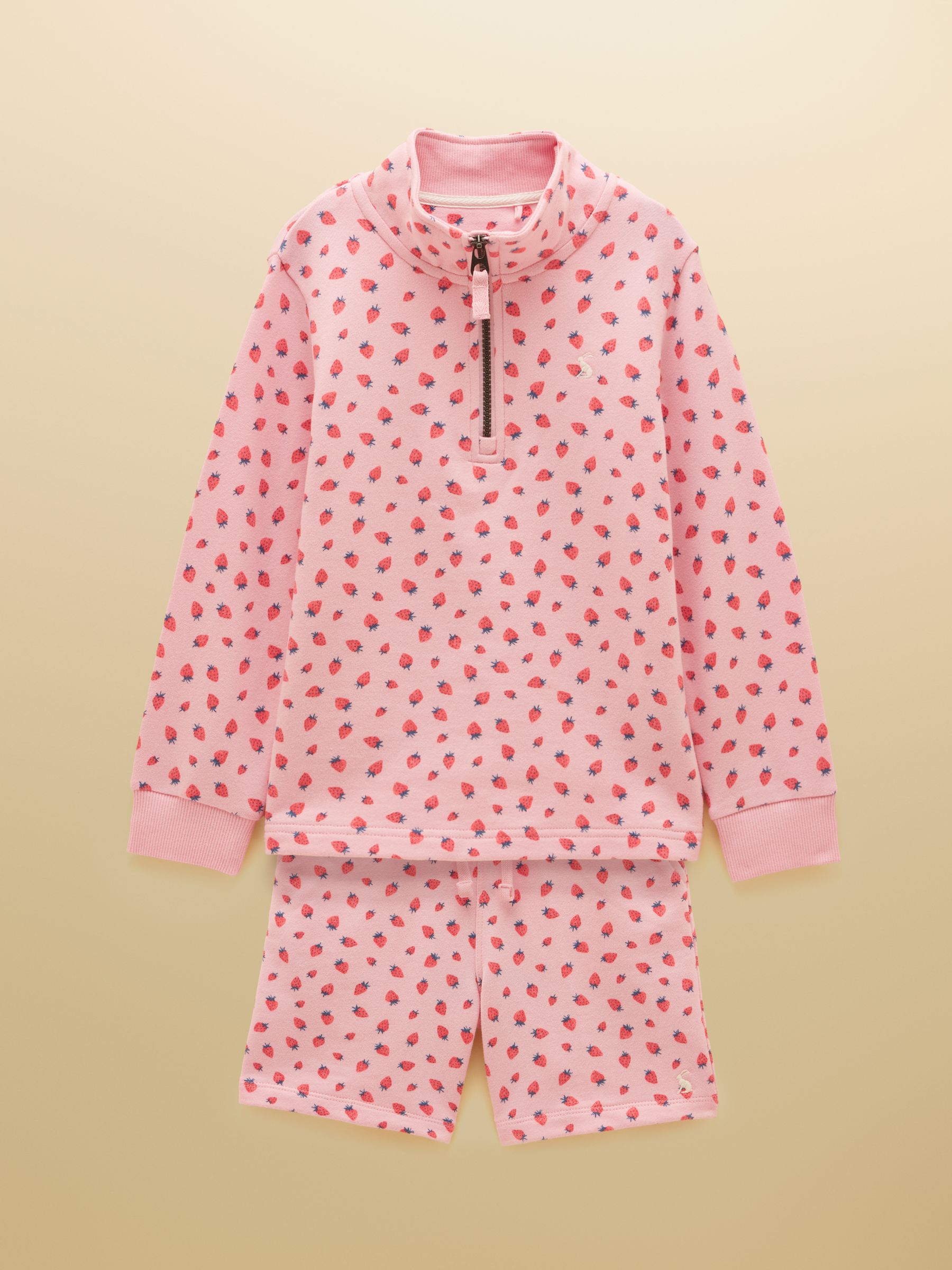 Kids' Pink Quater Zip Sweatshirt and Shorts Set - Image 1 of 9
