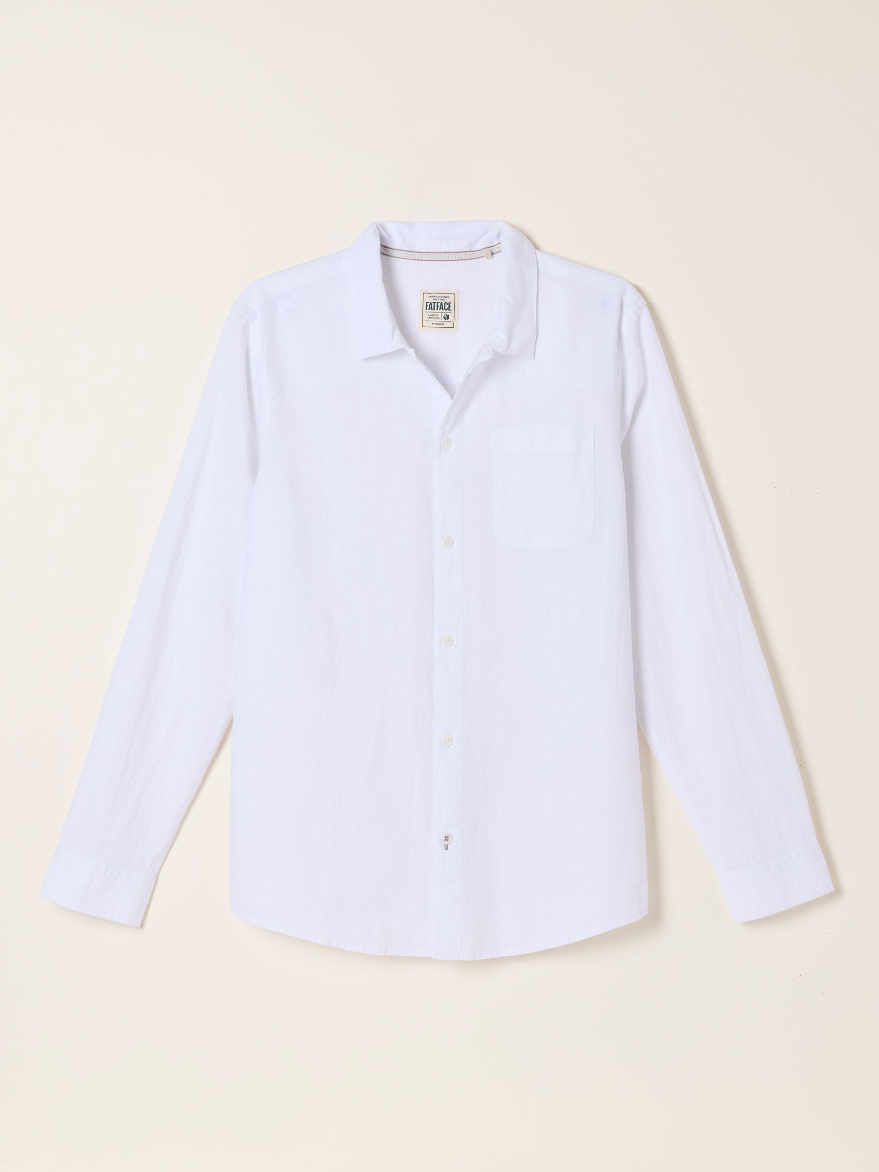 White Long Sleeve Linen Cotton Bugle Shirt - Image 5 of 5 White Long Sleeve Linen Cotton Bugle Shirt - Image 5 of 5