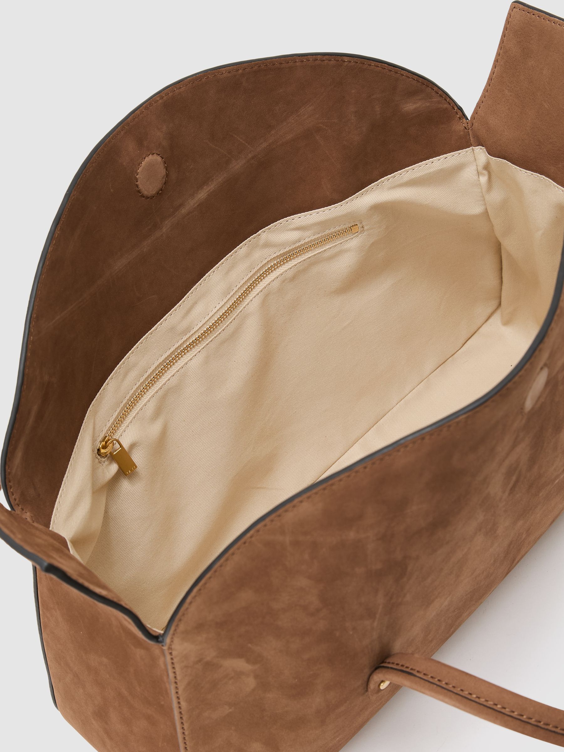 Suede Bowling Bag in Tan - image 5