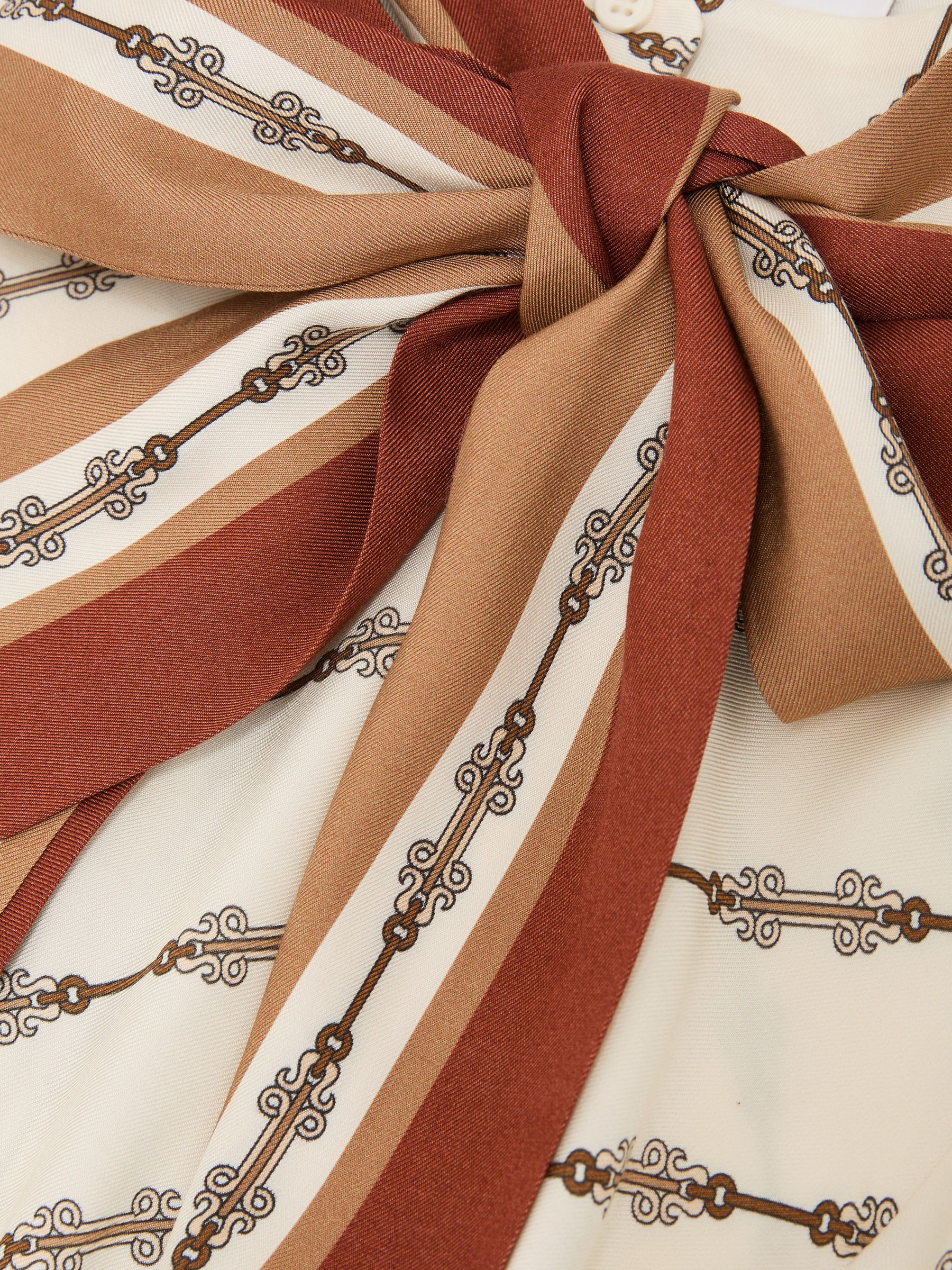 Chain-Print Tie-Neck Shirt in Ivory - image 3