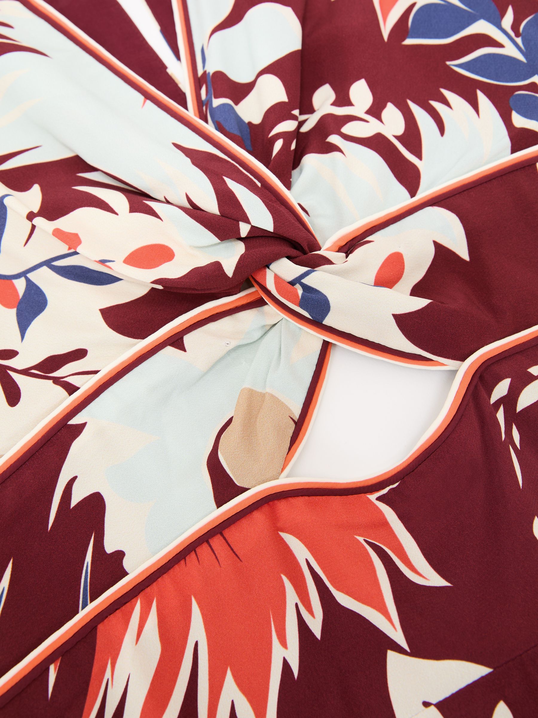 Floral-Print Cut-Out Midi Dress in Burgundy - image 4