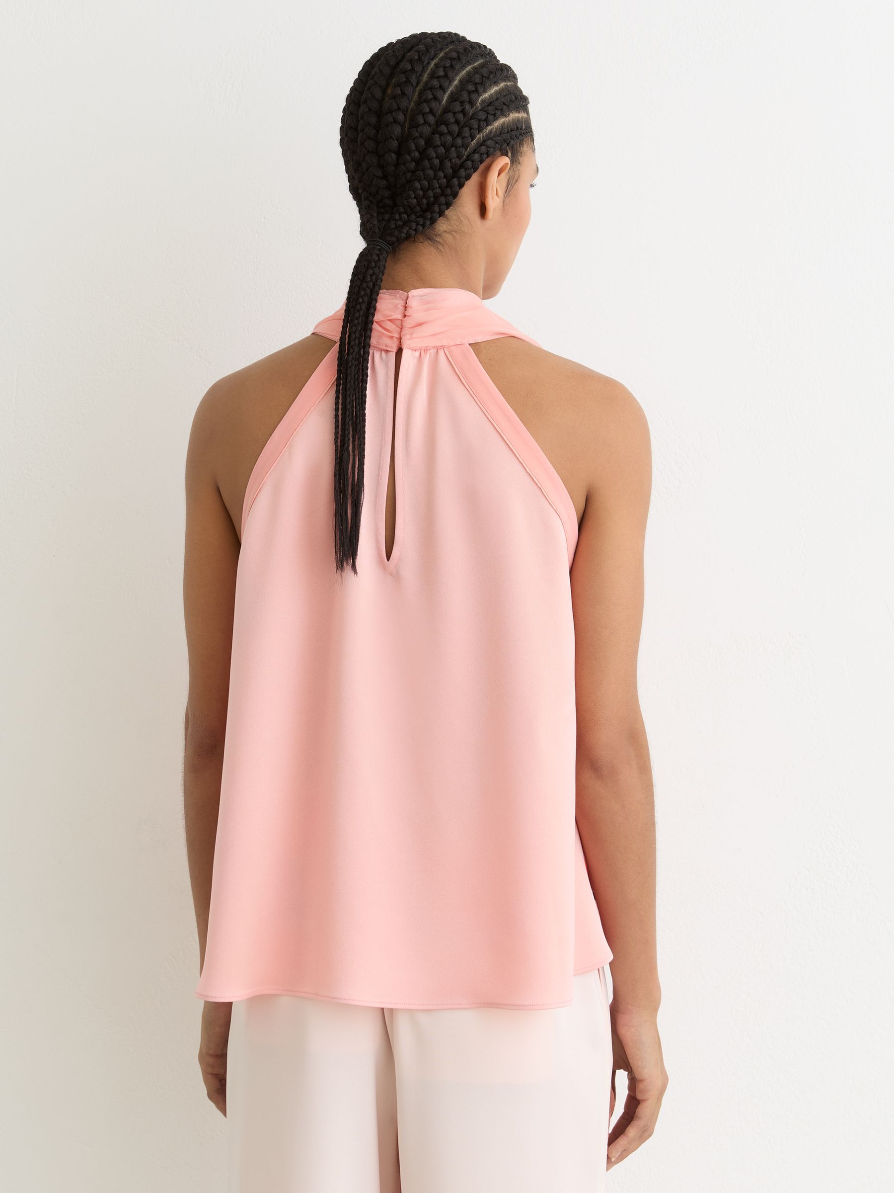 Satin Sleeveless Scarf-Neck Top in Pink - image 4
