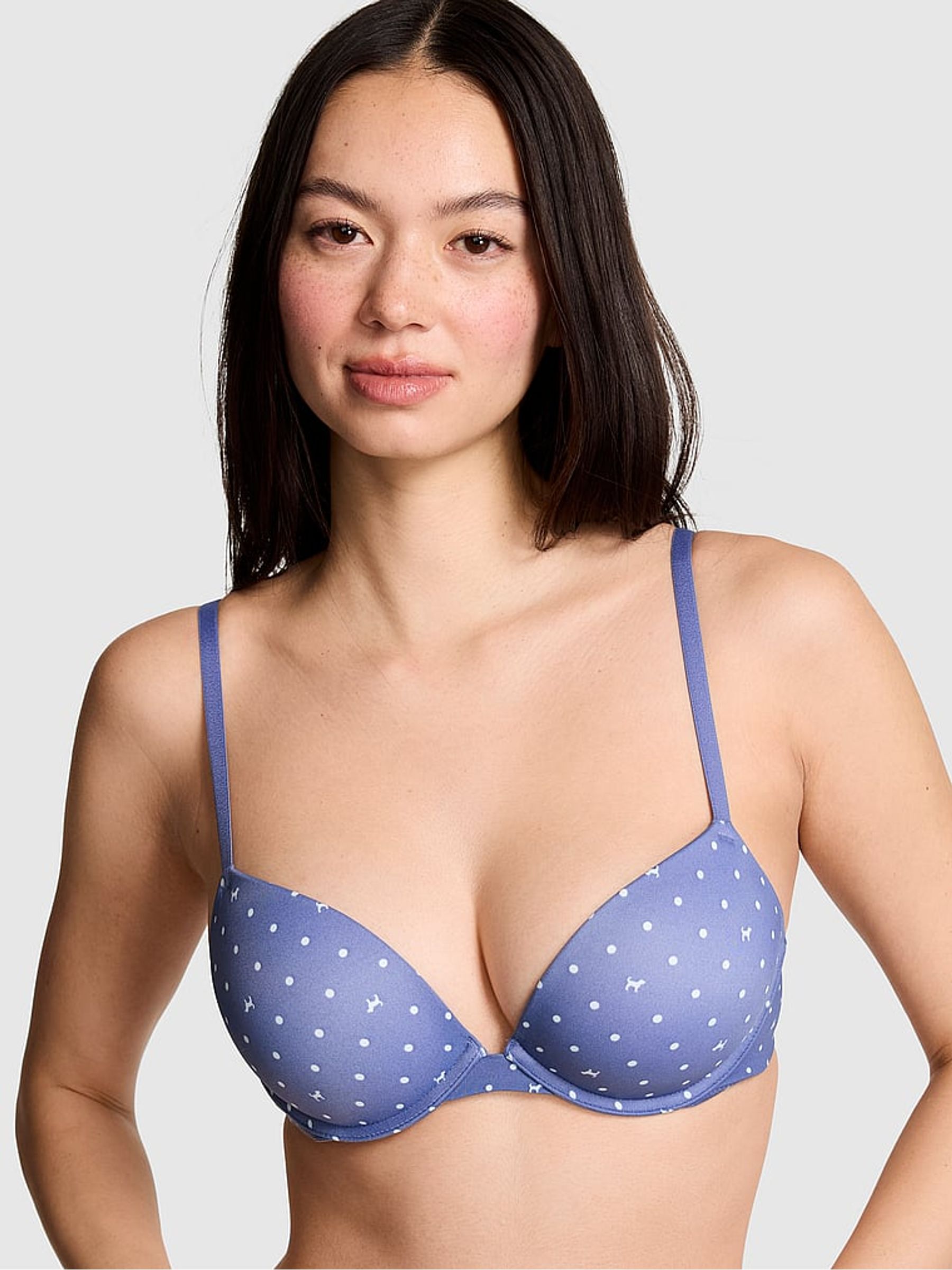 Dusty Iris Blue Dog Print Super Push Up Bra - Image 1 of 2