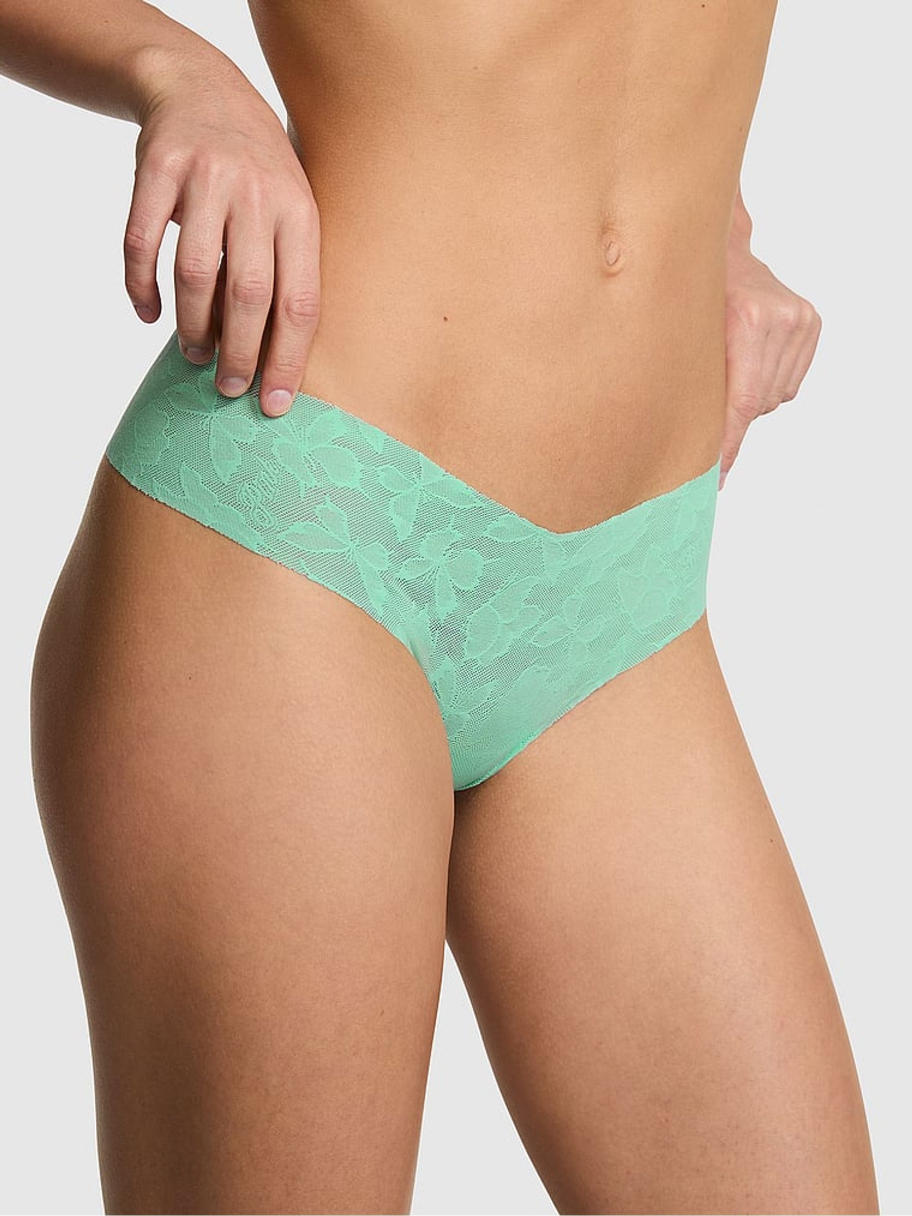 Sea Green Thong No Show Lace Knickers - Image 1 of 2