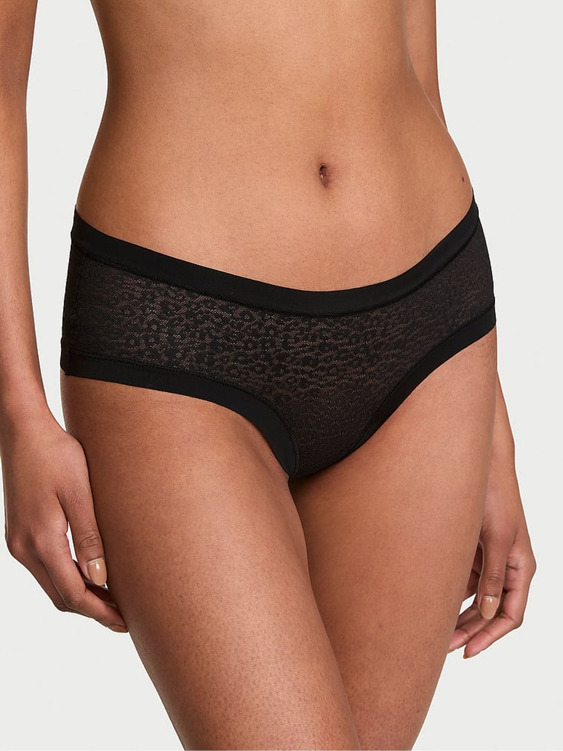 Black Cheeky Leopard Lace Knickers - Image 1 of 2