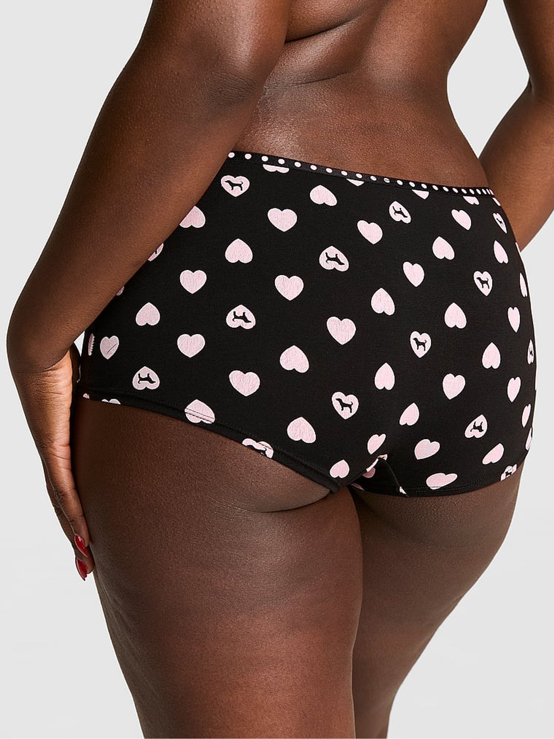 Black Heart Dog Print Short Cotton Mini Logo Knickers - Image 2 of 2