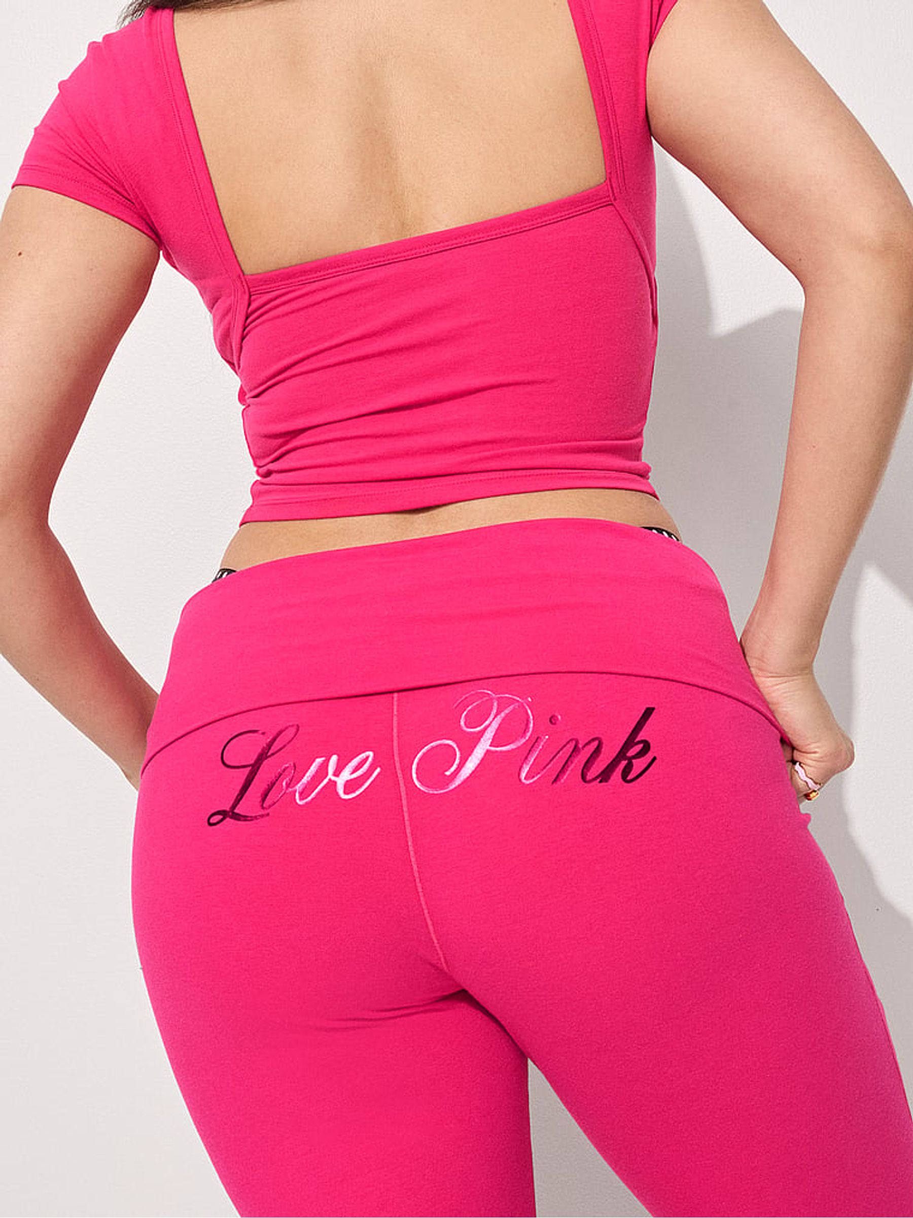 Hot Stuff Pink Foldover Leggings - Image 1 of 3