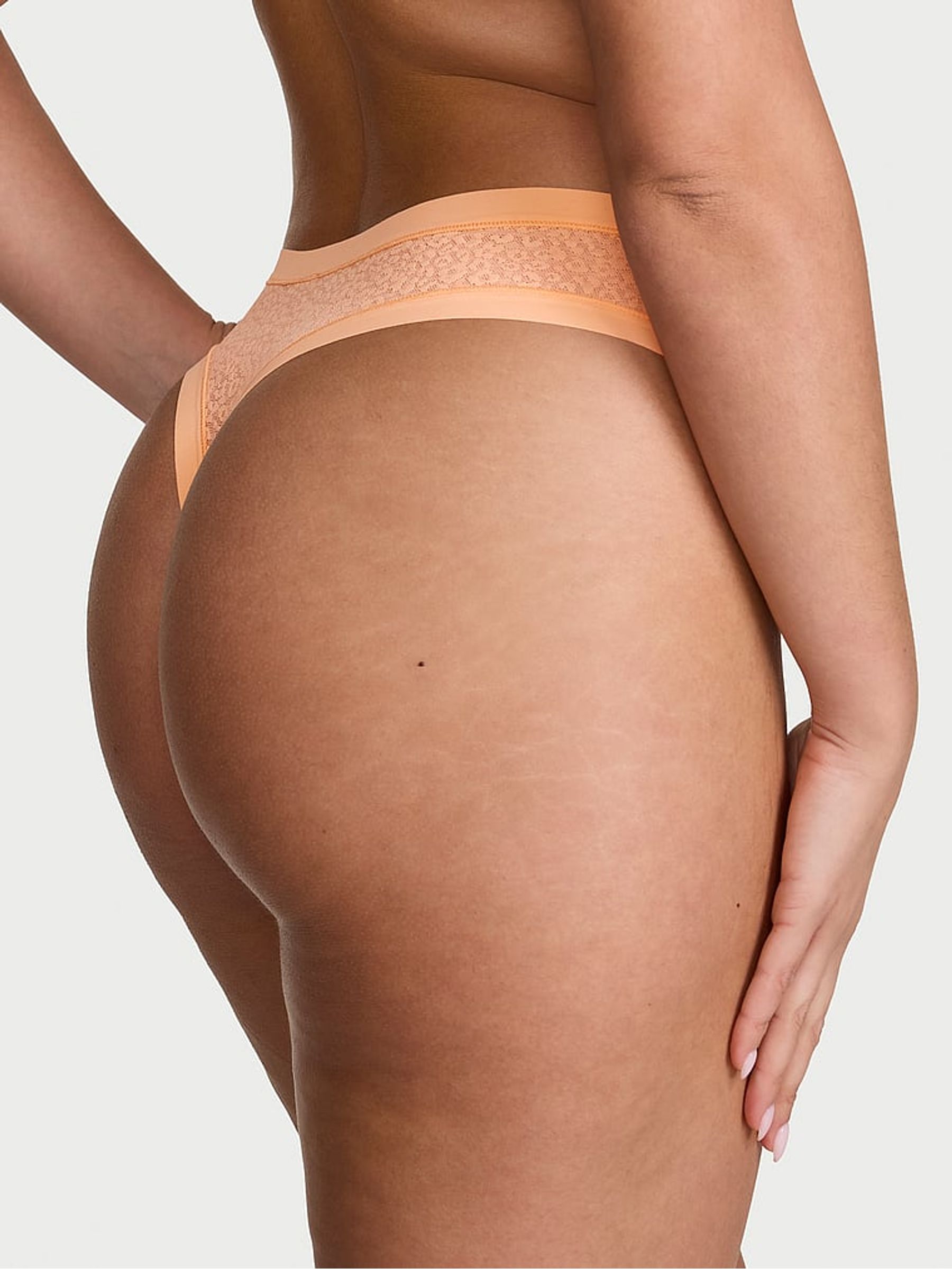 Sunlit Apricot Orange Thong Leopard Lace Knickers - Image 2 of 2