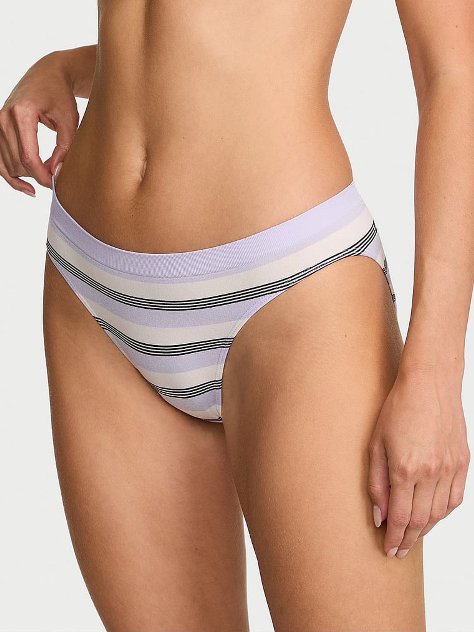 Icy Lavender Purple Bikini Stripe Knickers - Image 1 of 2