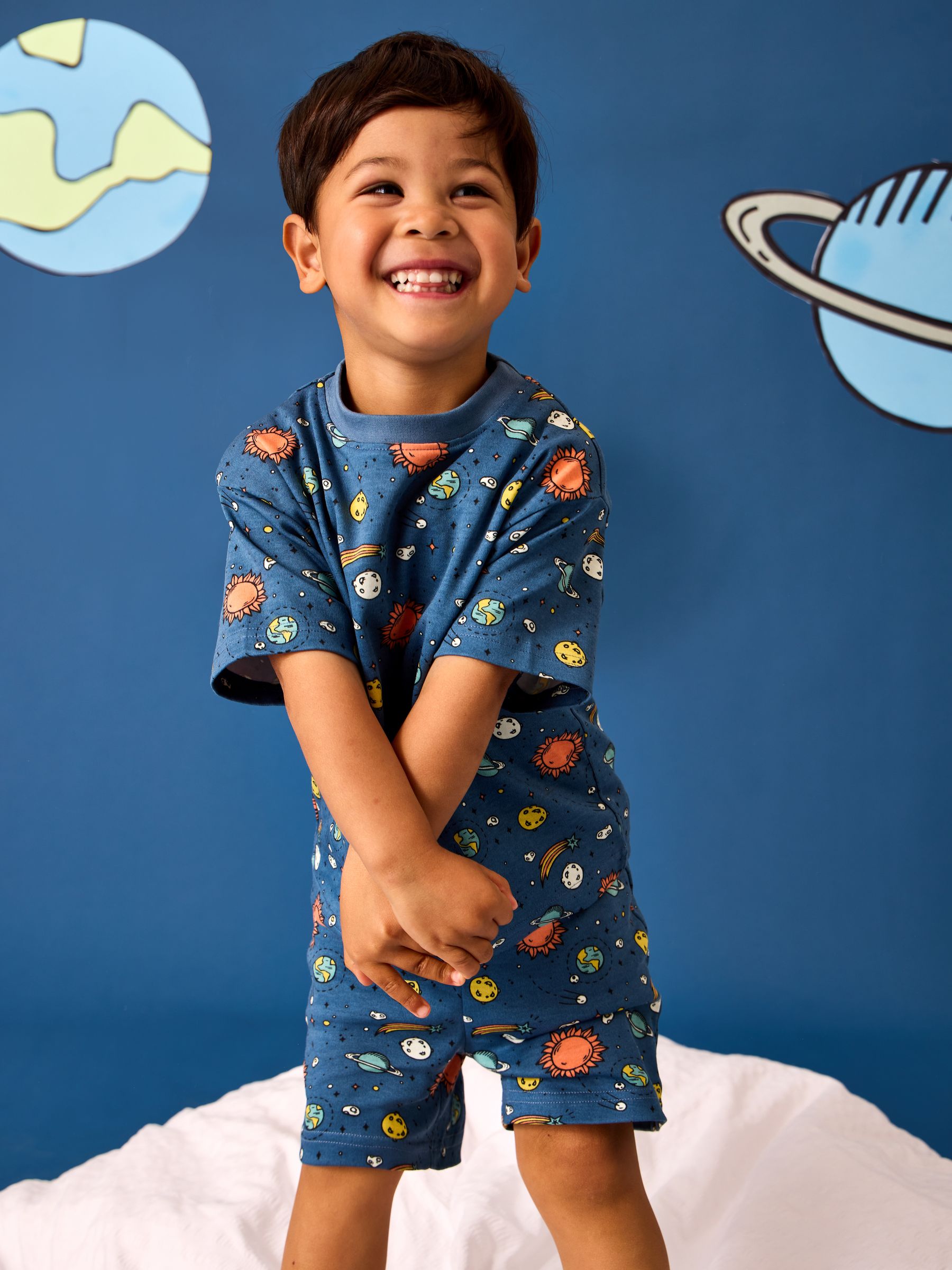 Blue Space Glow In The Dark Short Jersey Pyjamas - Image 1 of 8