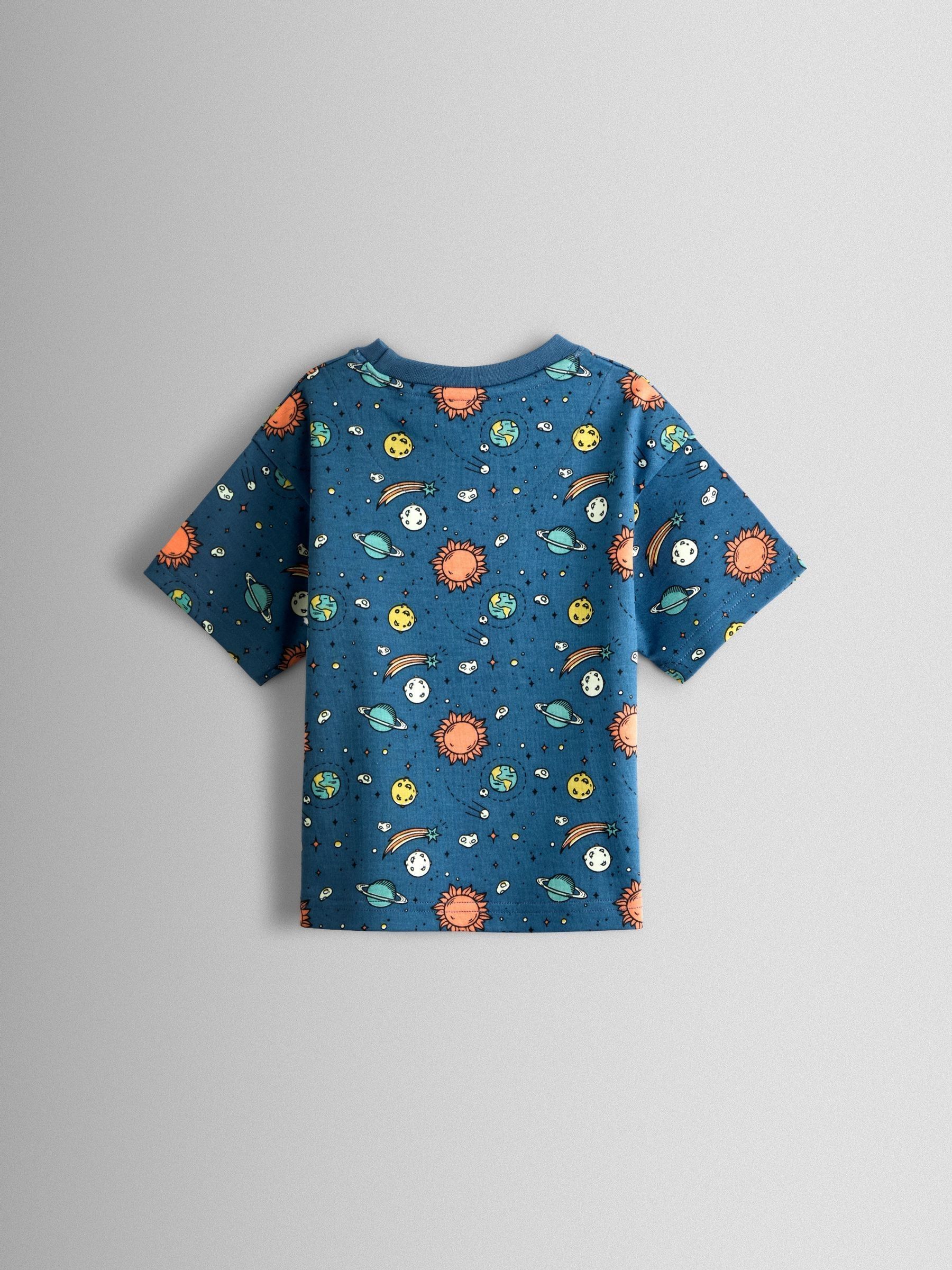 Blue Space Glow In The Dark Short Jersey Pyjamas - Image 5 of 8