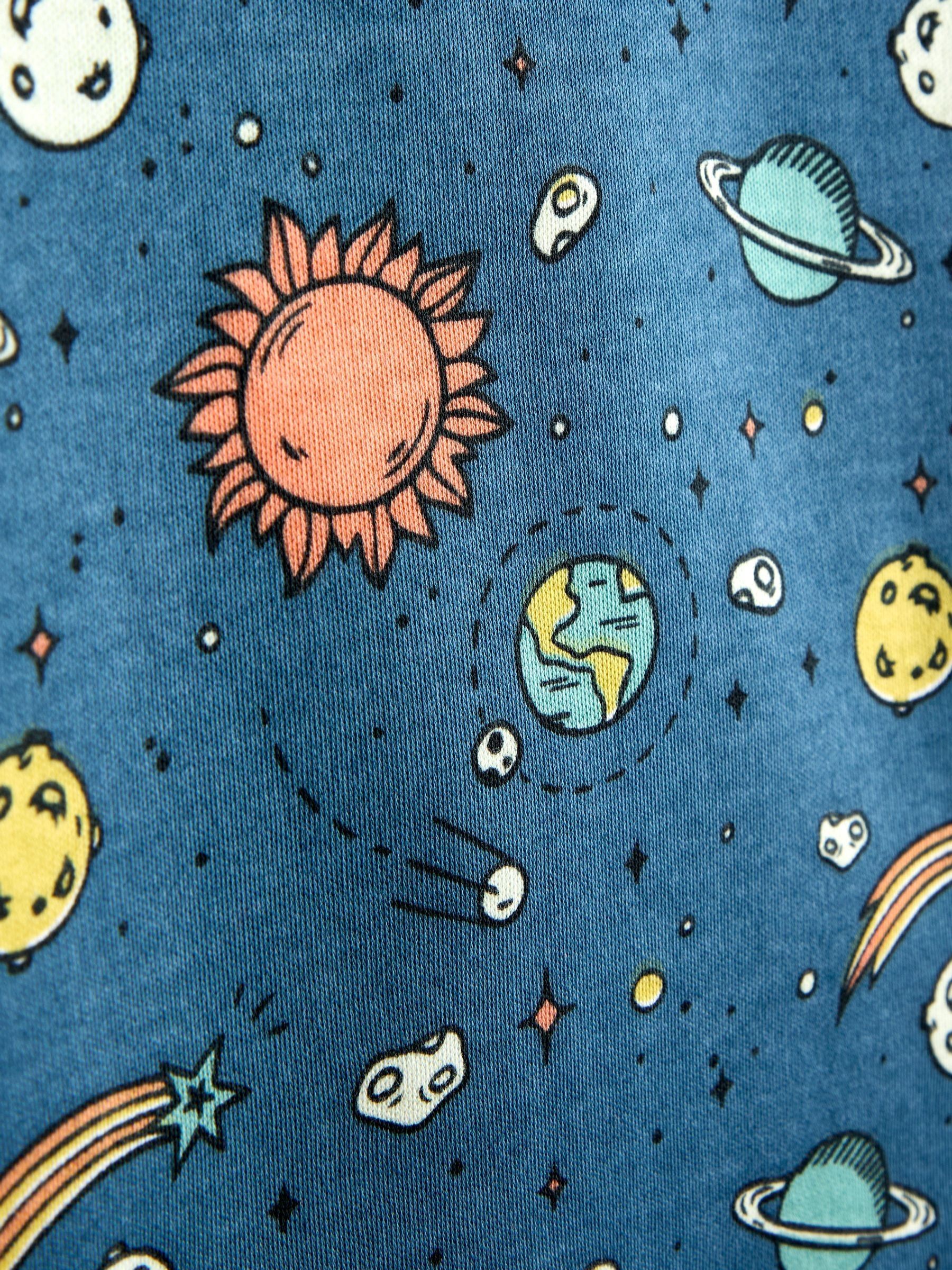 Blue Space Glow In The Dark Short Jersey Pyjamas - Image 8 of 8