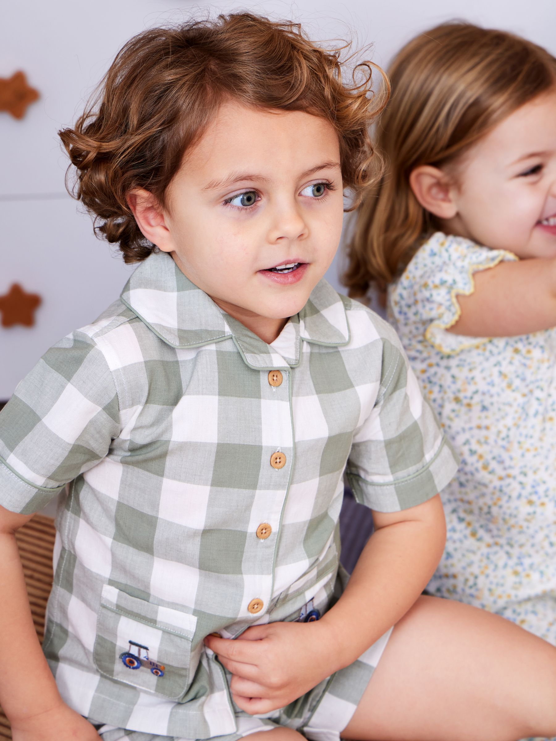 Green Tractor Embroidered Woven Classic Pyjamas - Image 1 of 1