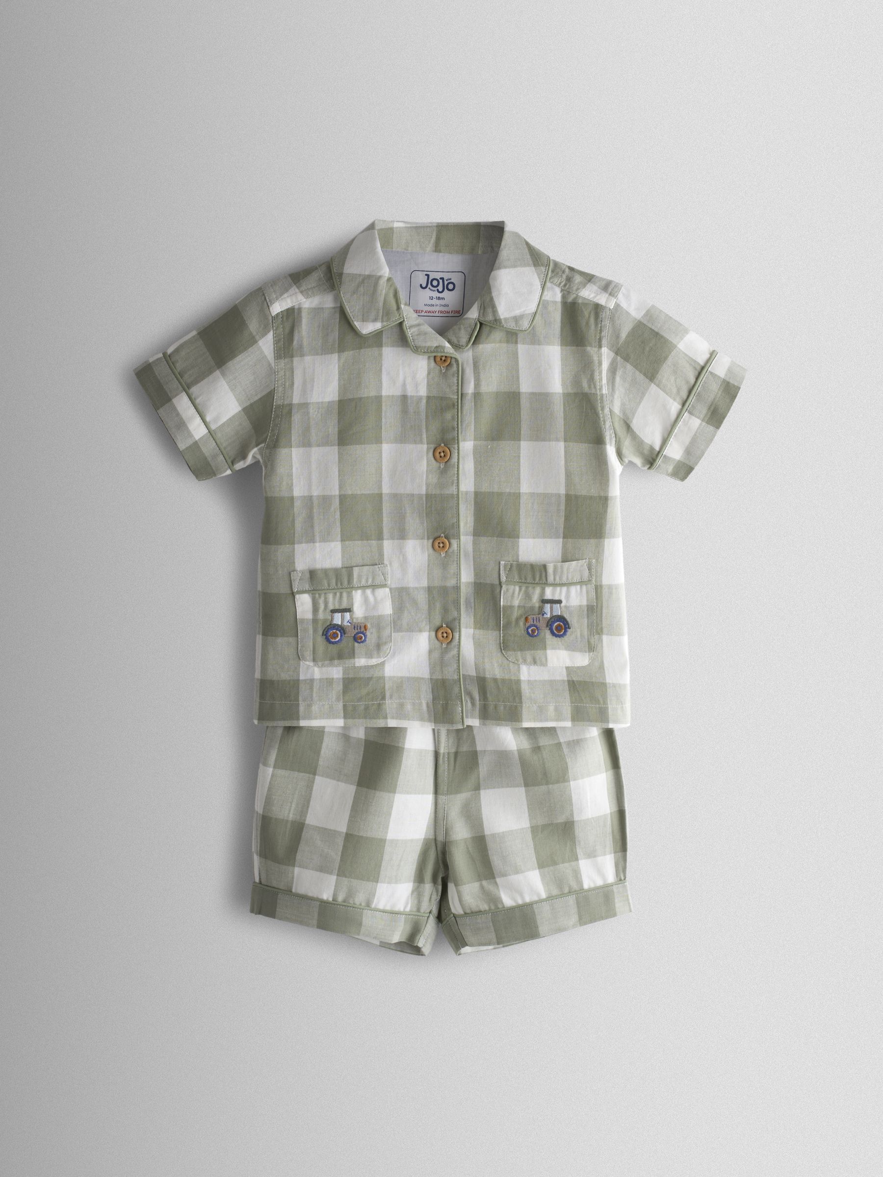 Green Tractor Embroidered Woven Classic Pyjamas - Image 2 of 8