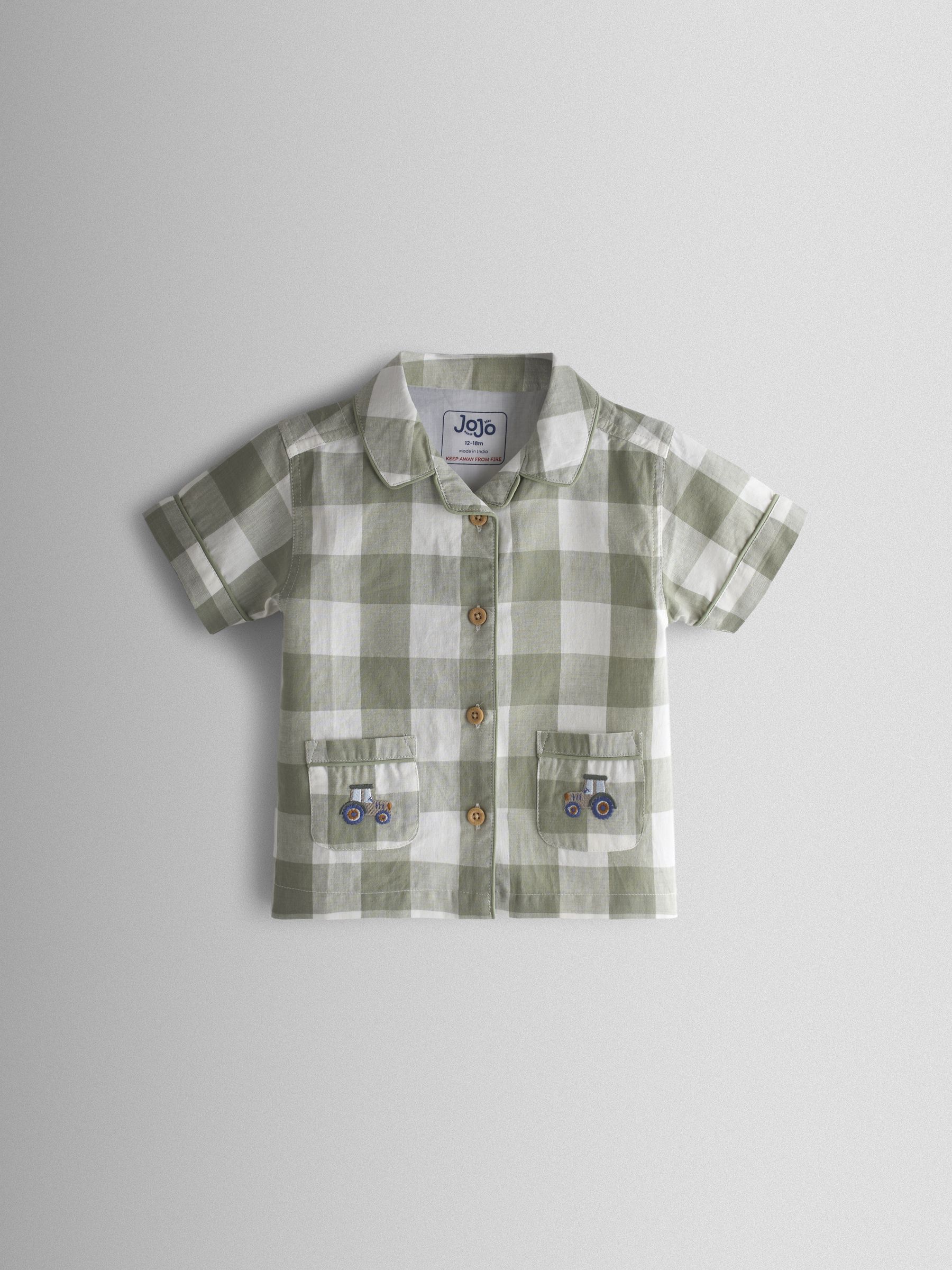 Green Tractor Embroidered Woven Classic Pyjamas - Image 3 of 8