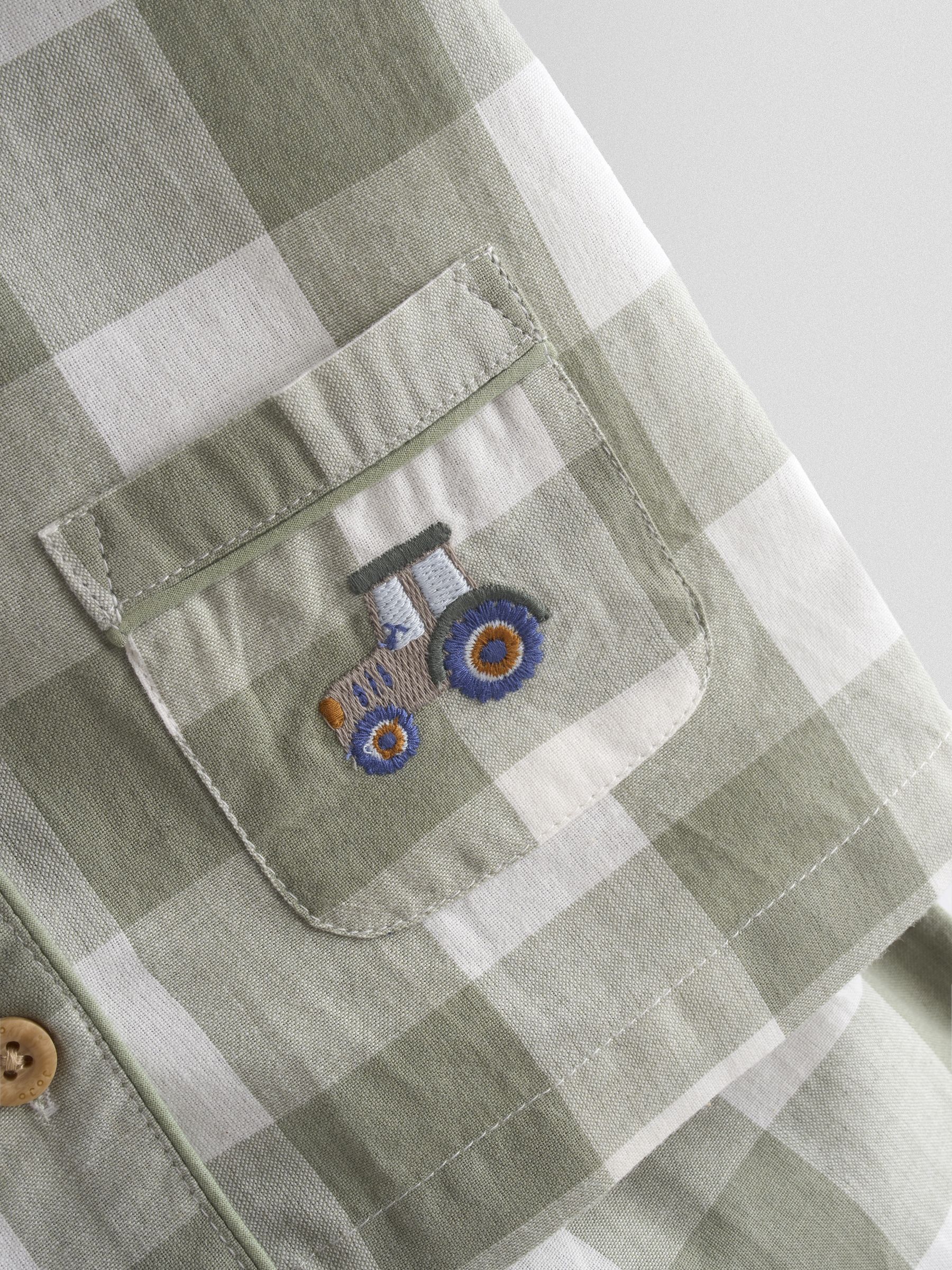 Green Tractor Embroidered Woven Classic Pyjamas - Image 7 of 8