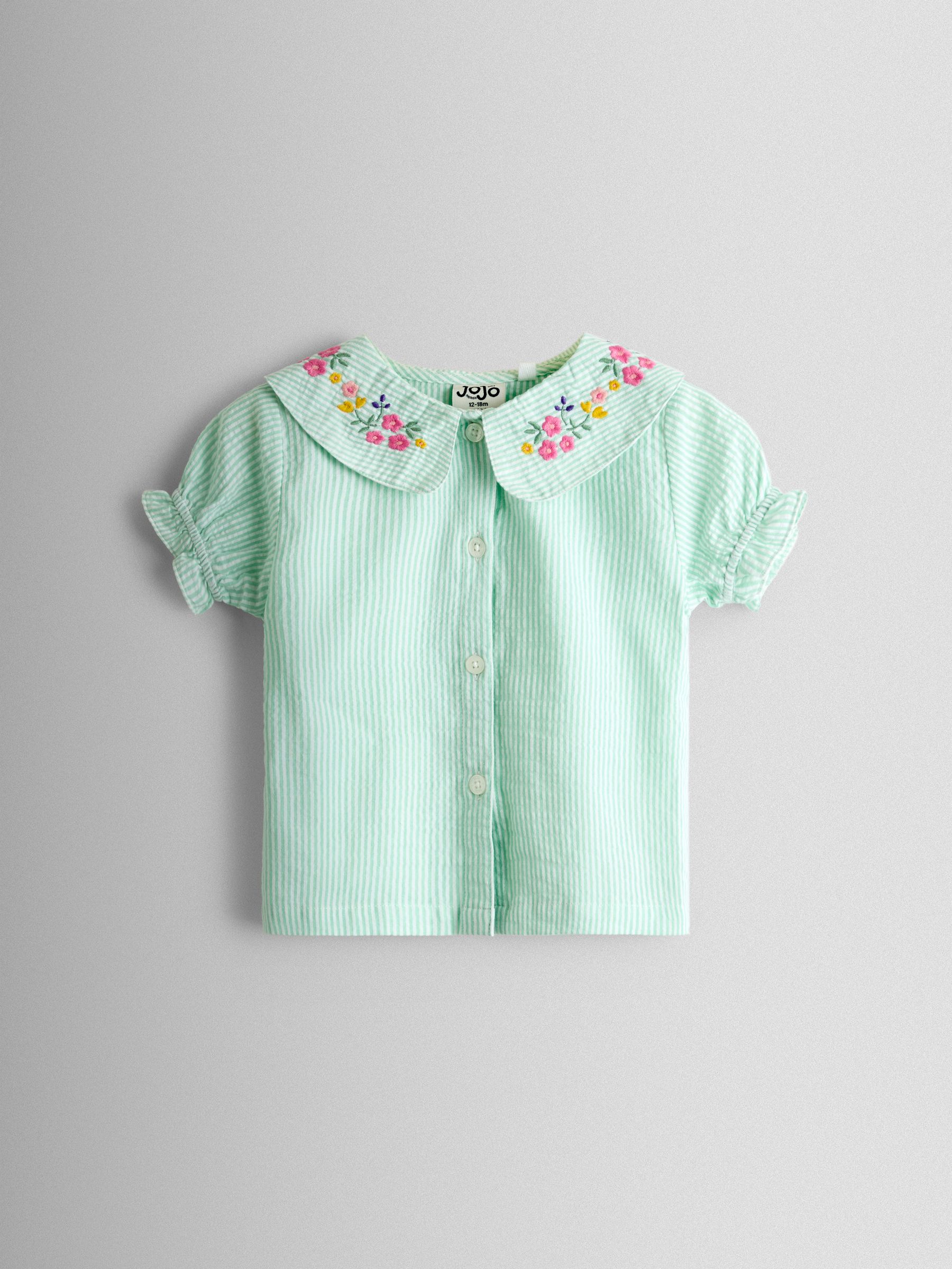 Green Pinstripe Short Woven Pyjamas - Image 3 of 7