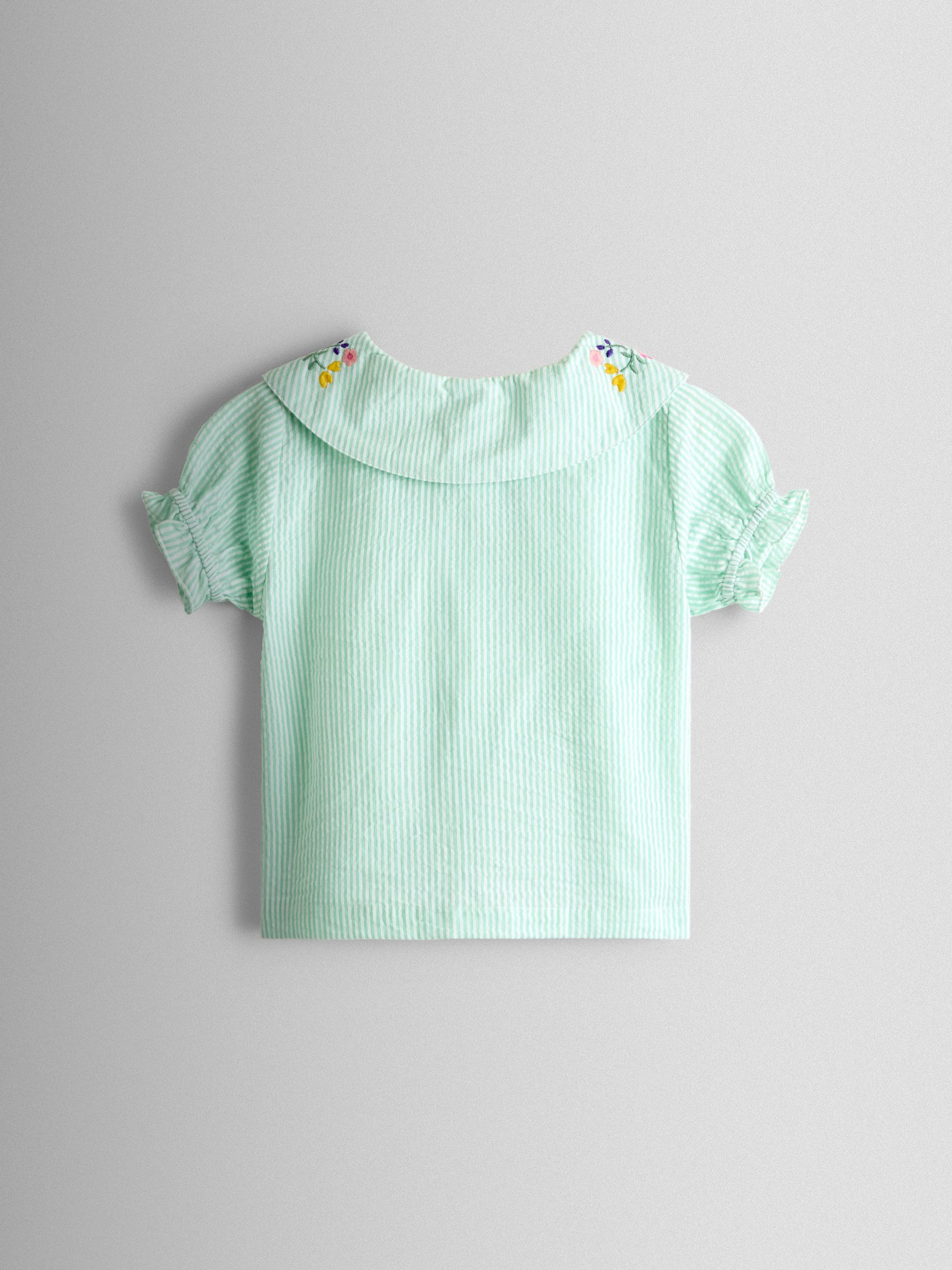 Green Pinstripe Short Woven Pyjamas - Image 4 of 7