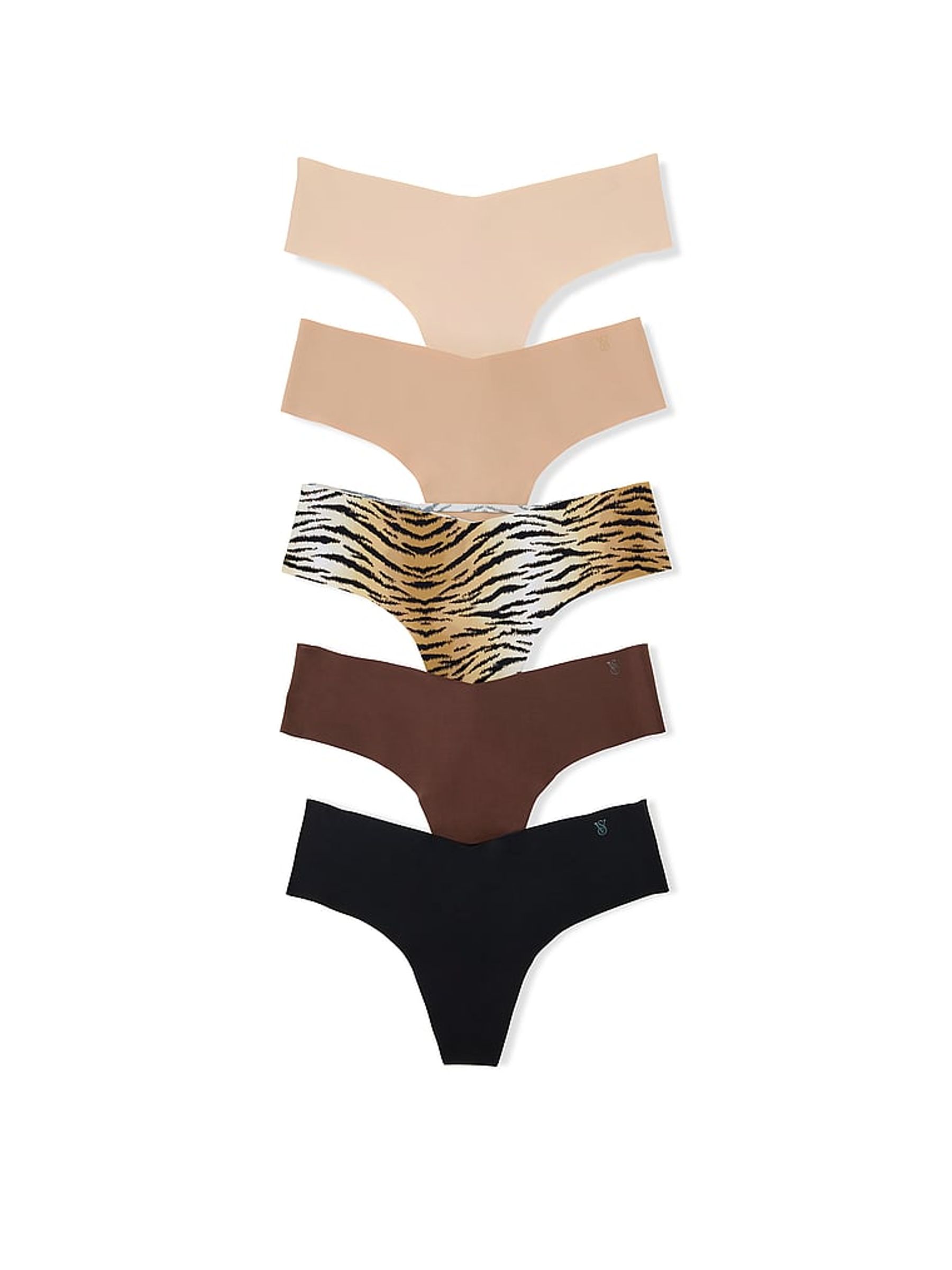 Nude/Tiger/Brown/Black Thong Knickers 5 Pack Knickers - Image 1 of 1