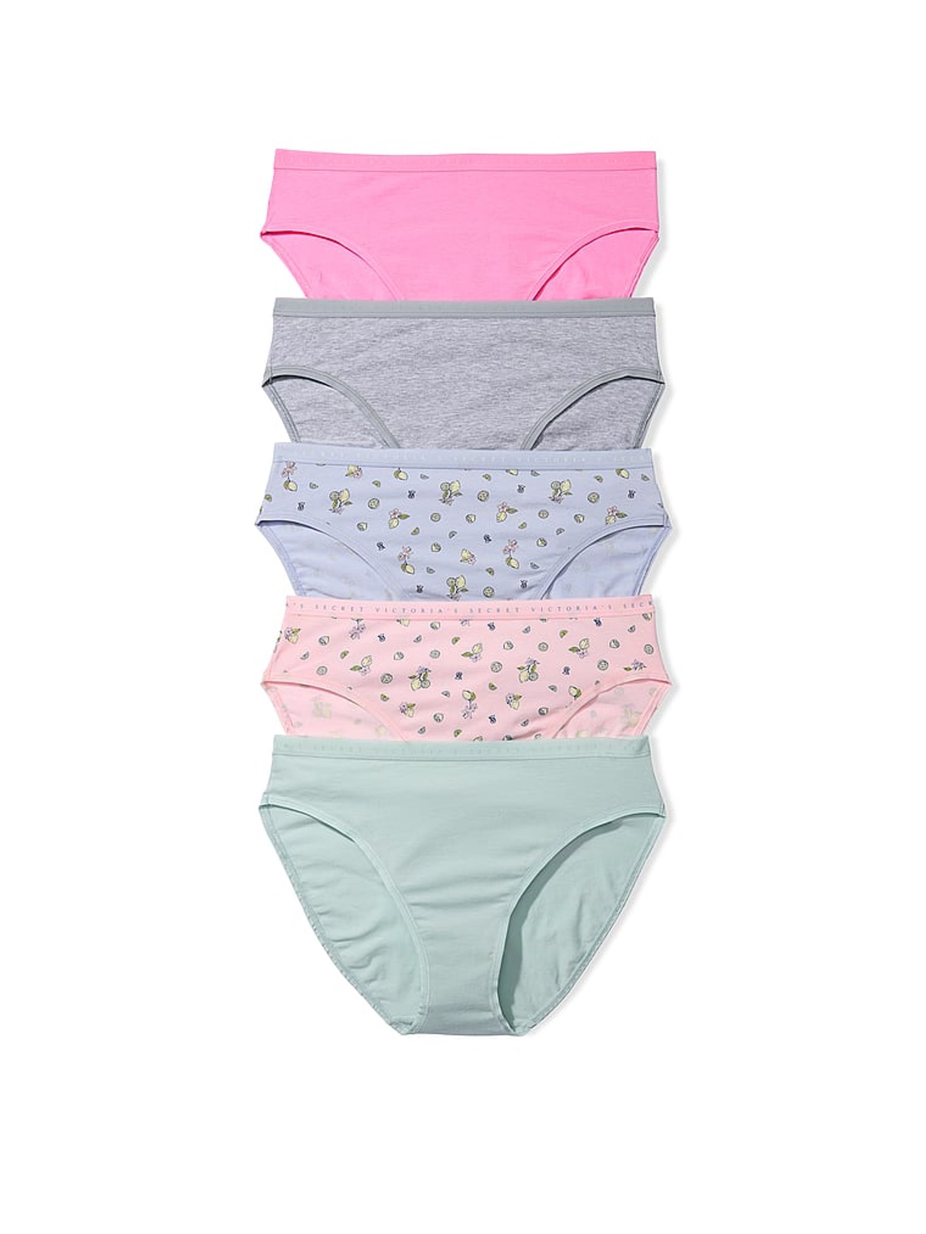 Pink/Grey/Blue/Green Brief 5 Pack Knickers - Image 1 of 1