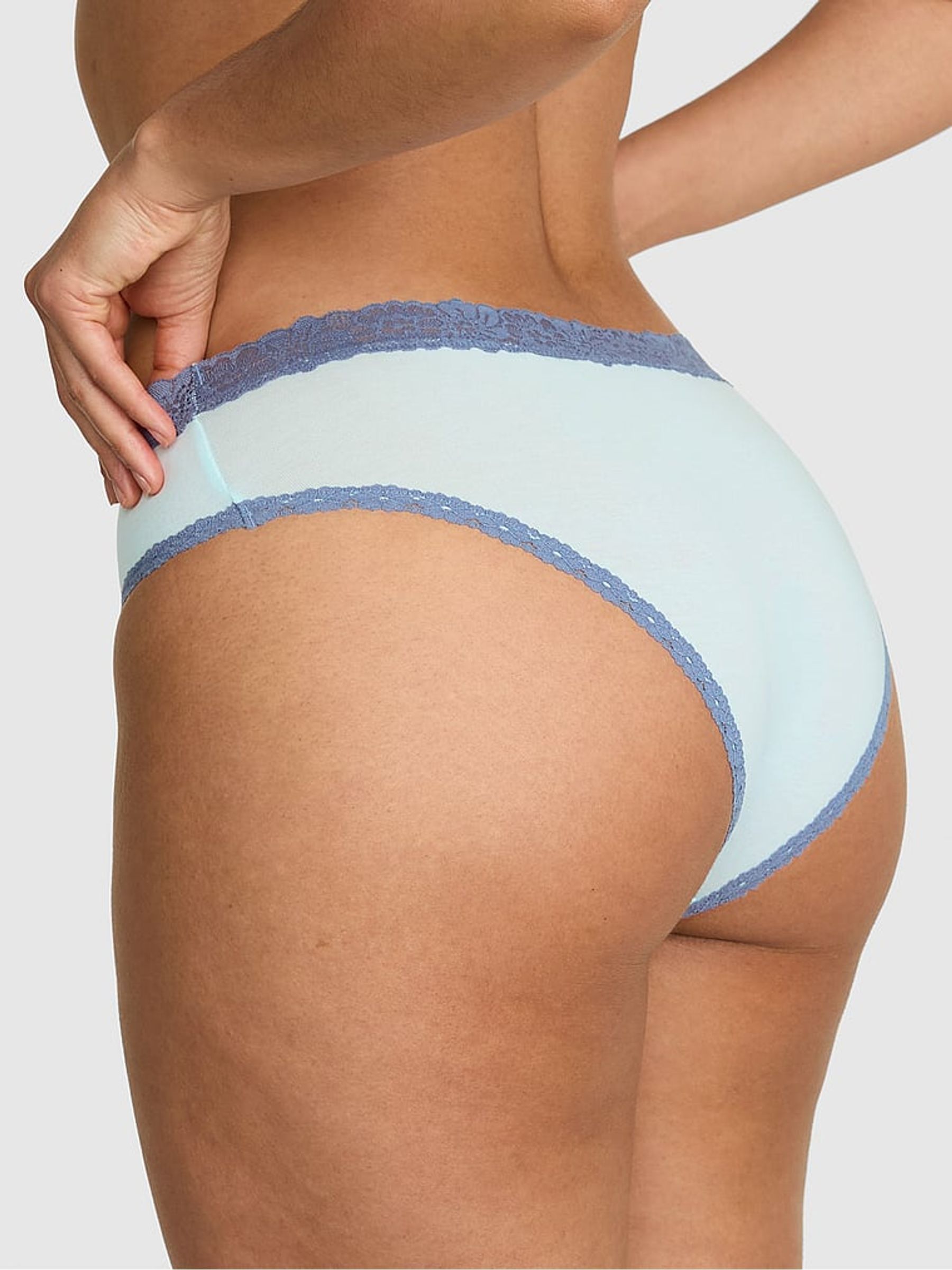 Spray Blue 'In Your Dreams' Cheeky Cotton Lace Trim Knickers - Image 2 of 2