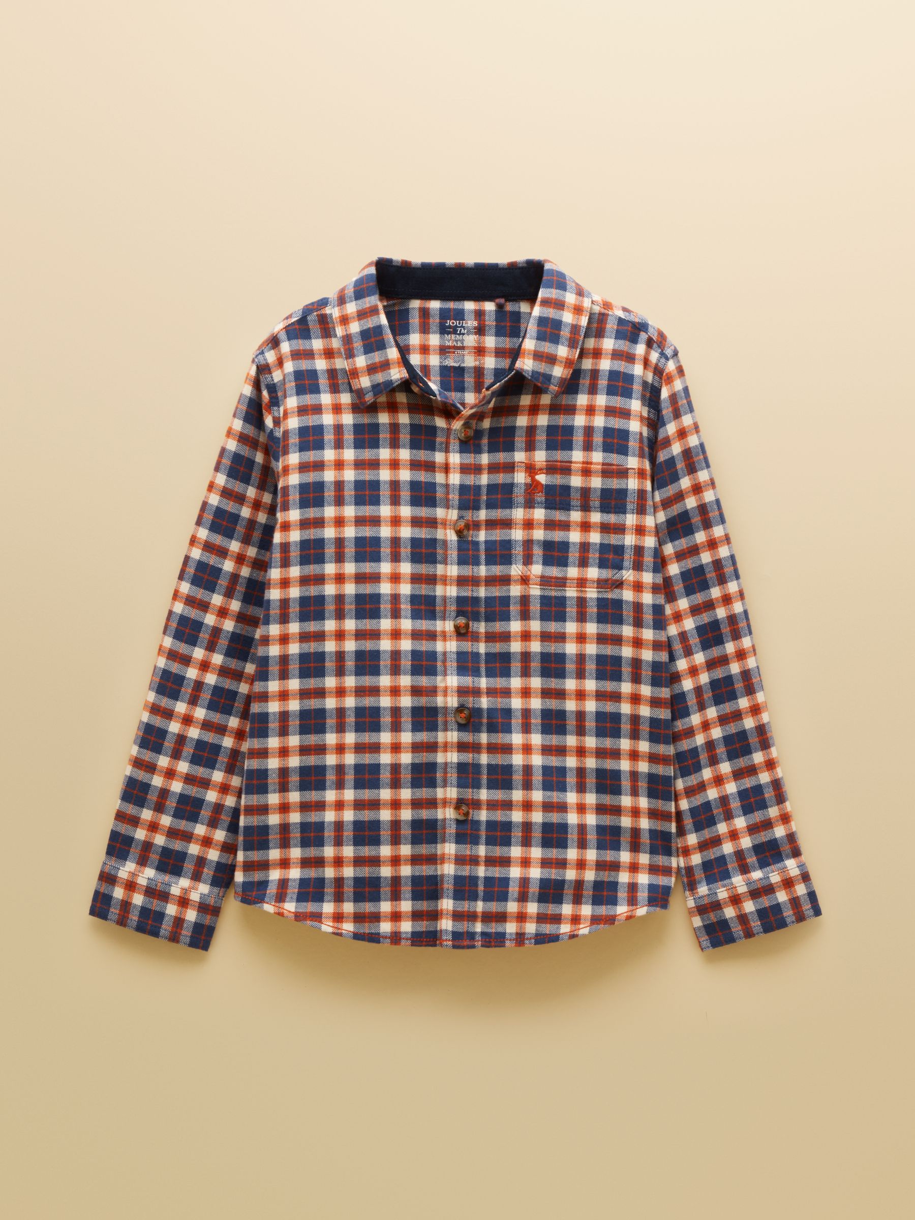 Boys' Brushed Burnt Orange Flannel Checked Shirt - Image 1 of 5