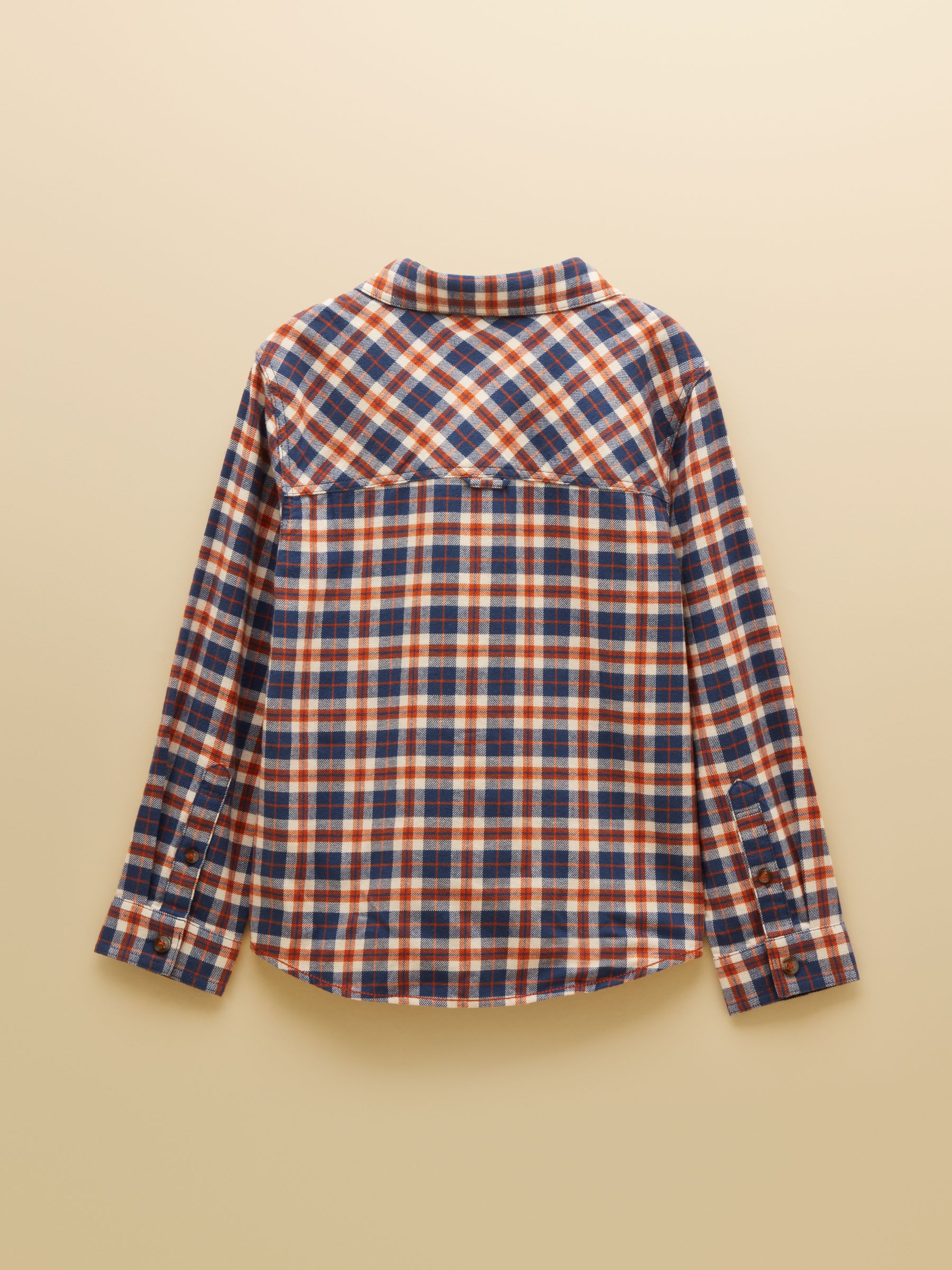Boys' Brushed Burnt Orange Flannel Checked Shirt - Image 2 of 5